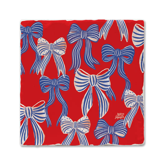 Thirstystone Americana Bows Single Tumbled Tile Coaster 4" Square Manufactured in the USA Create Your Own Set