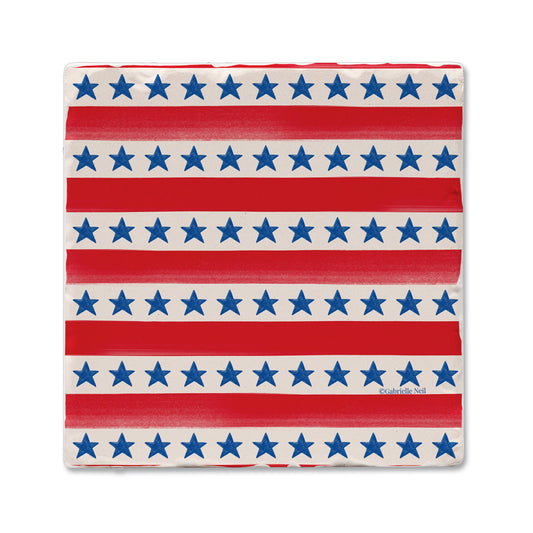 Thirstystone Star Stripe Single Tumbled Tile Coaster 4" Square Manufactured in the USA Create Your Own Set