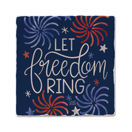 Thirstystone Freedom Ring Single Tumbled Tile Coaster 4" Square Manufactured in the USA Create Your Own Set