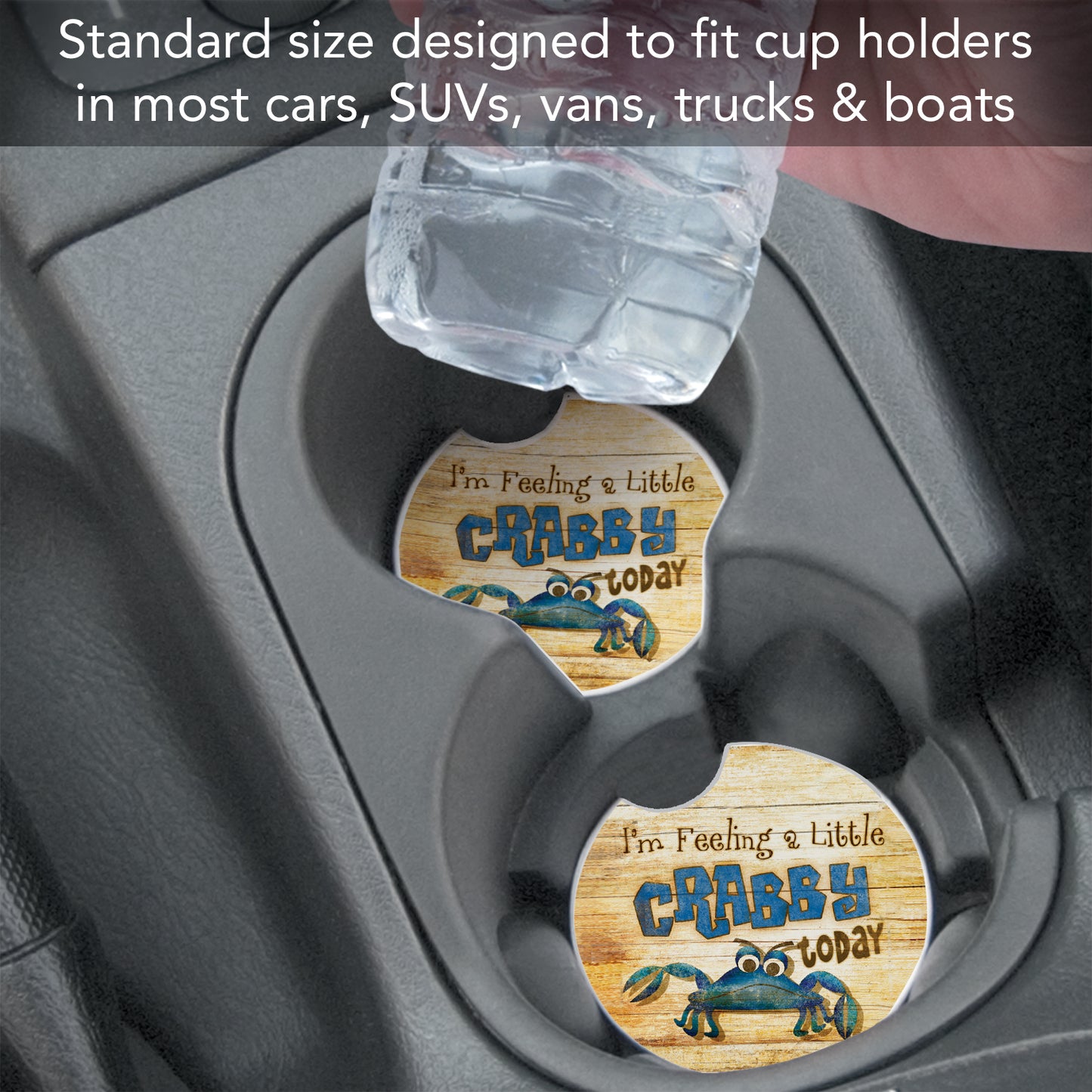 Thirstystone Feeling Crabby Single Absorbent Stone Coaster for Vehicle Cup Holder 2.6” Diameter Manufactured in The USA