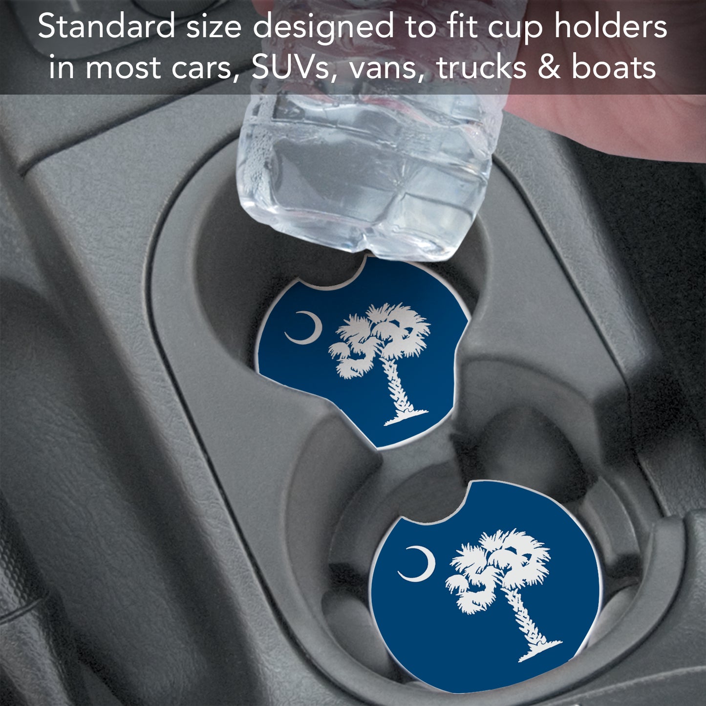 SC State Flag Single Absorbent Stone Car Coaster 2.6” Diameter Manufactured in the USA