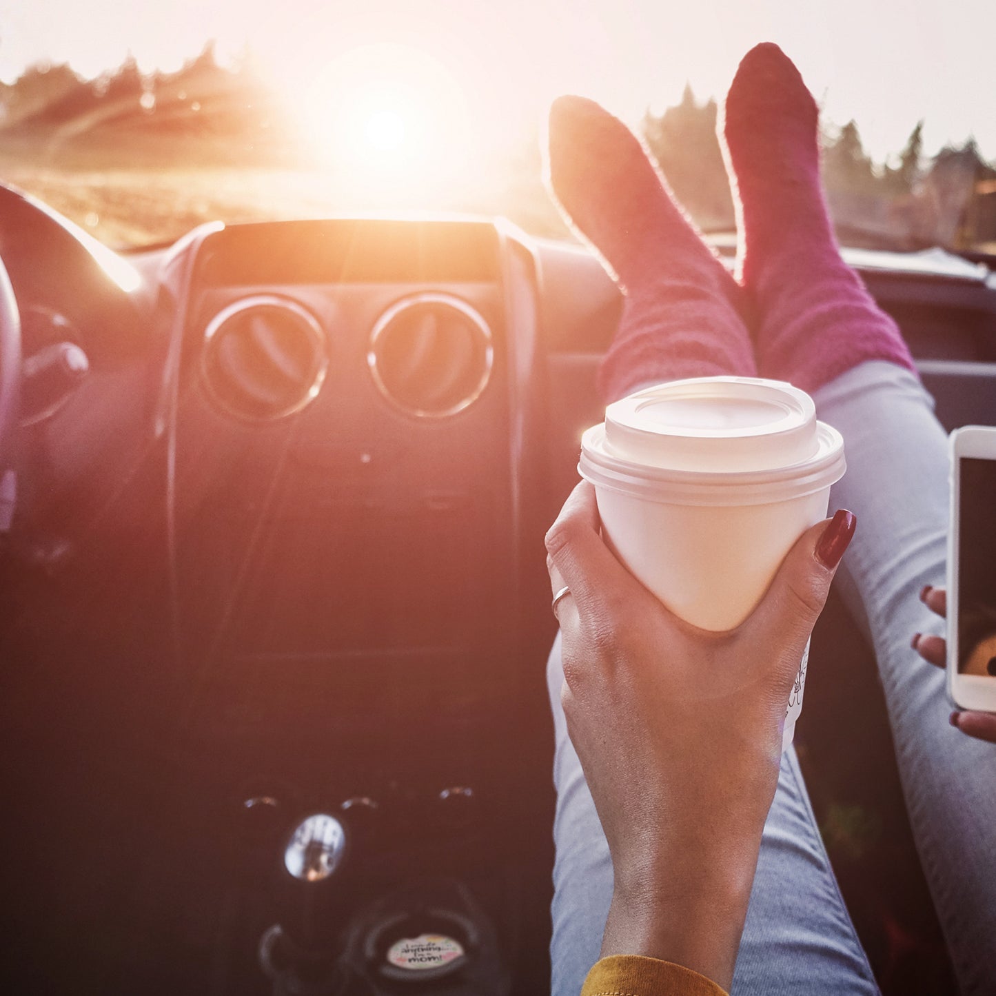 Thirstystone Can Do Anything Mom Single Absorbent Stone Coaster for Vehicle Cup Holder 2.6” Diameter Manufactured in The USA