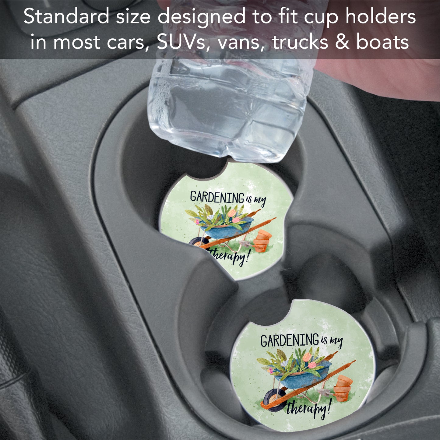 Thirstystone Gardening Therapy Single Absorbent Stone Coaster for Vehicle Cup Holder 2.6” Diameter Manufactured in The USA