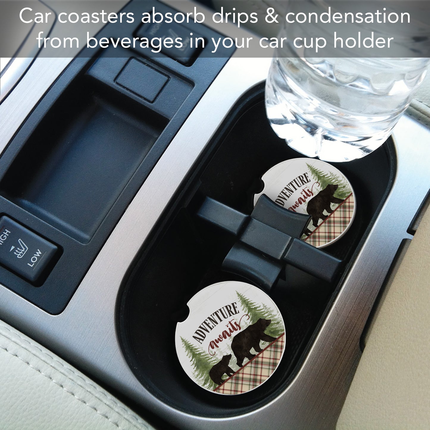 Thirstystone Adventure Awaits Single Absorbent Stone Coaster for Vehicle Cup Holder 2.6” Diameter Manufactured in The USA