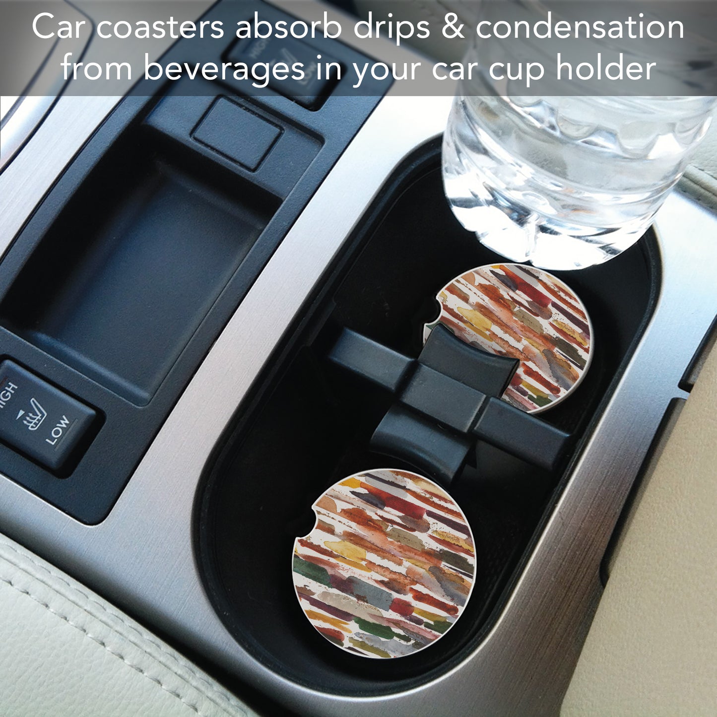 Thirstystone Strata Single Absorbent Stone Coaster for Vehicle Cup Holder 2.6” Diameter Manufactured in The USA