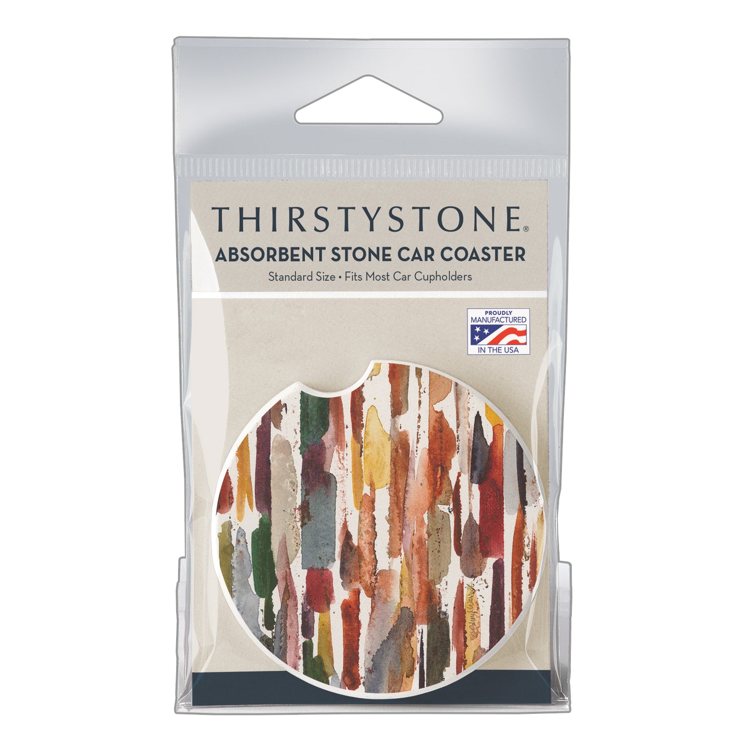 Thirstystone Strata Single Absorbent Stone Coaster for Vehicle Cup Holder 2.6” Diameter Manufactured in The USA