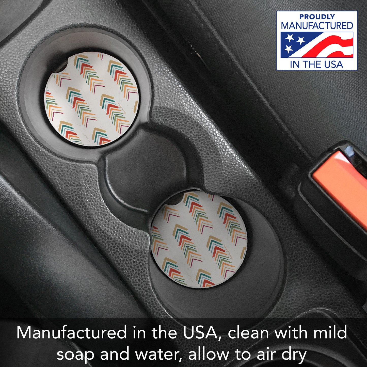 Thirstystone Southwest Arrows Single Absorbent Stone Coaster for Vehicle Cup Holder 2.6” Diameter Manufactured in The USA