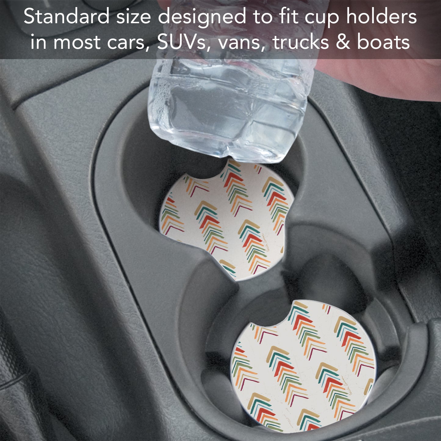 Thirstystone Southwest Arrows Single Absorbent Stone Coaster for Vehicle Cup Holder 2.6” Diameter Manufactured in The USA