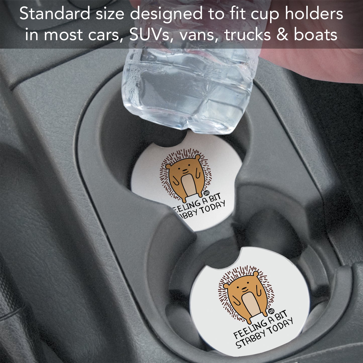 Thirstystone Feeling Stabby Single Absorbent Stone Coaster for Vehicle Cup Holder 2.6” Diameter Manufactured in The USA