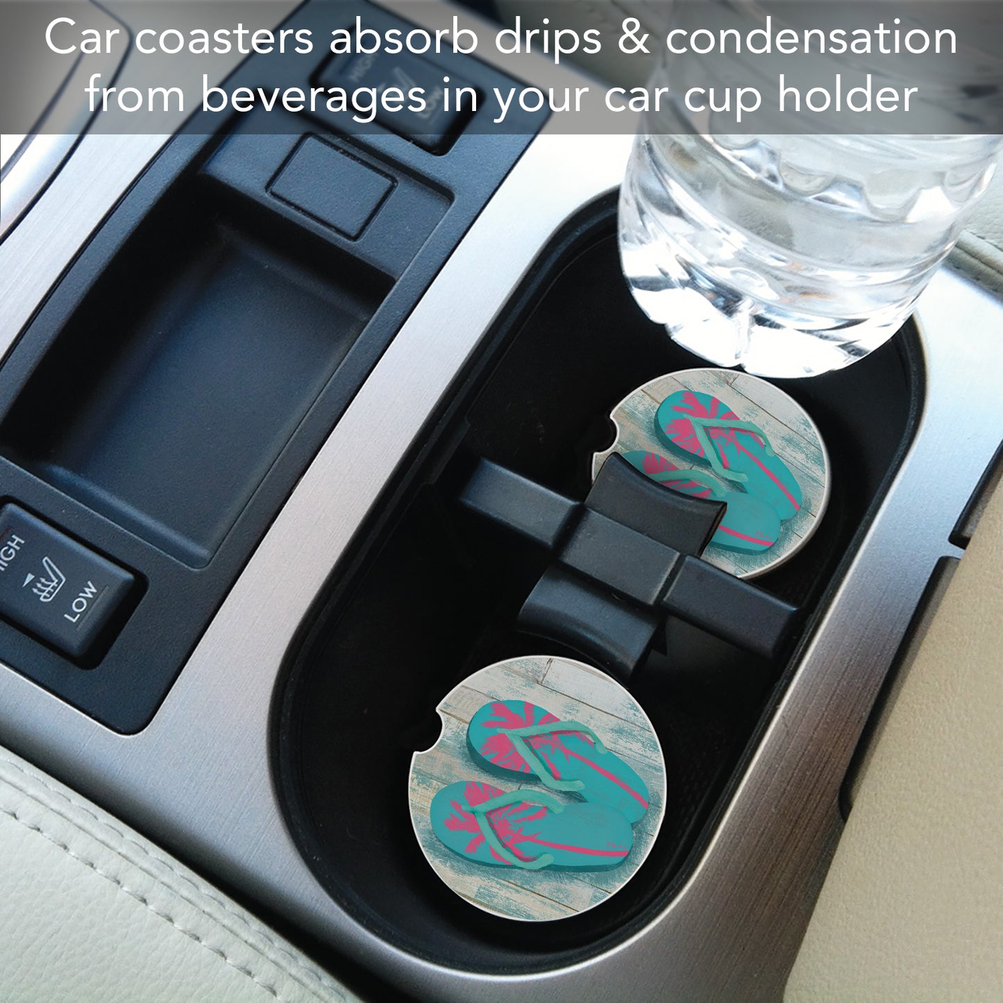 Thirstystone Pompano Sandals Single Absorbent Stone Coaster for Vehicle Cup Holder 2.6” Diameter Manufactured in The USA