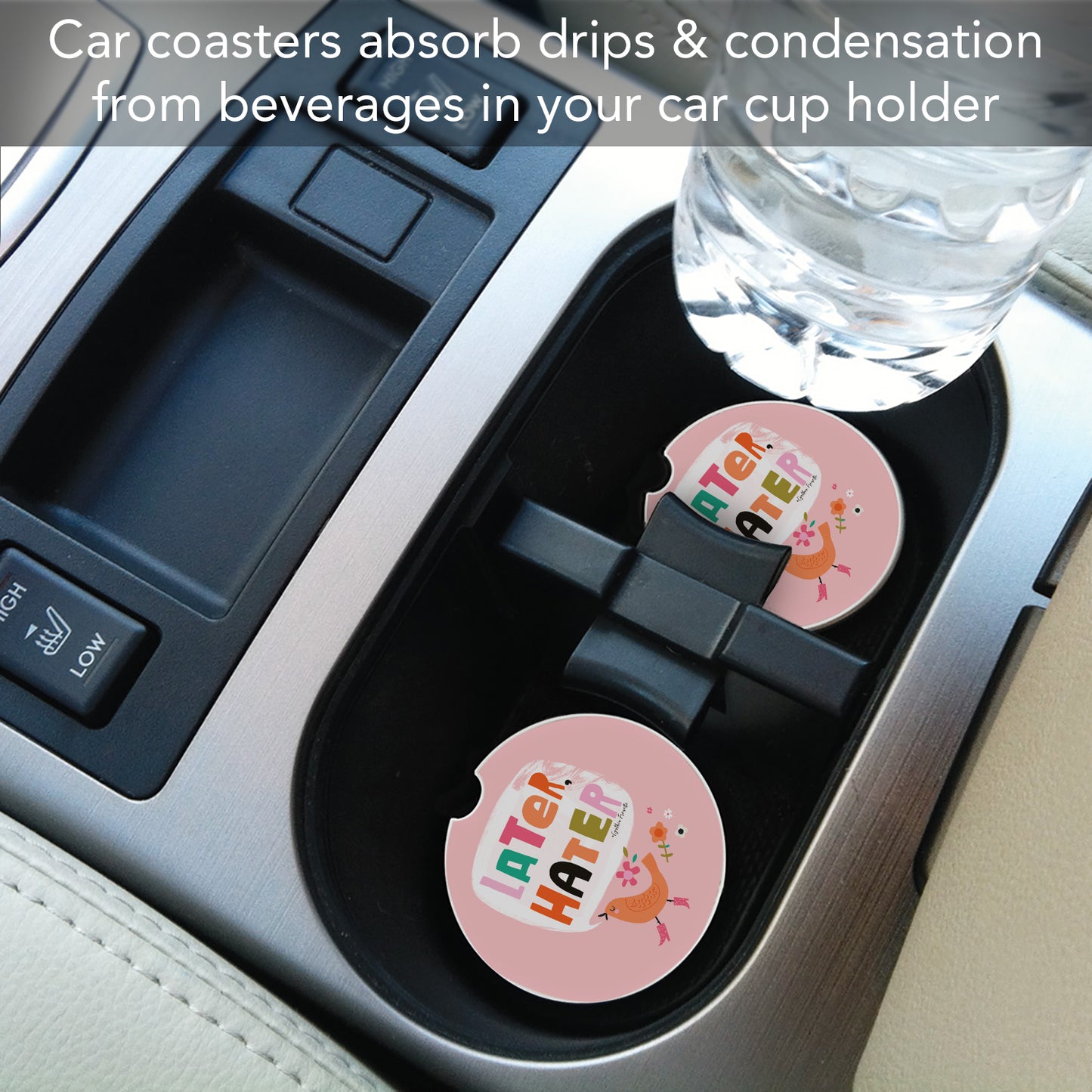 Thirstystone Later Hater Single Absorbent Stone Coaster for Vehicle Cup Holder 2.6” Diameter Manufactured in The USA
