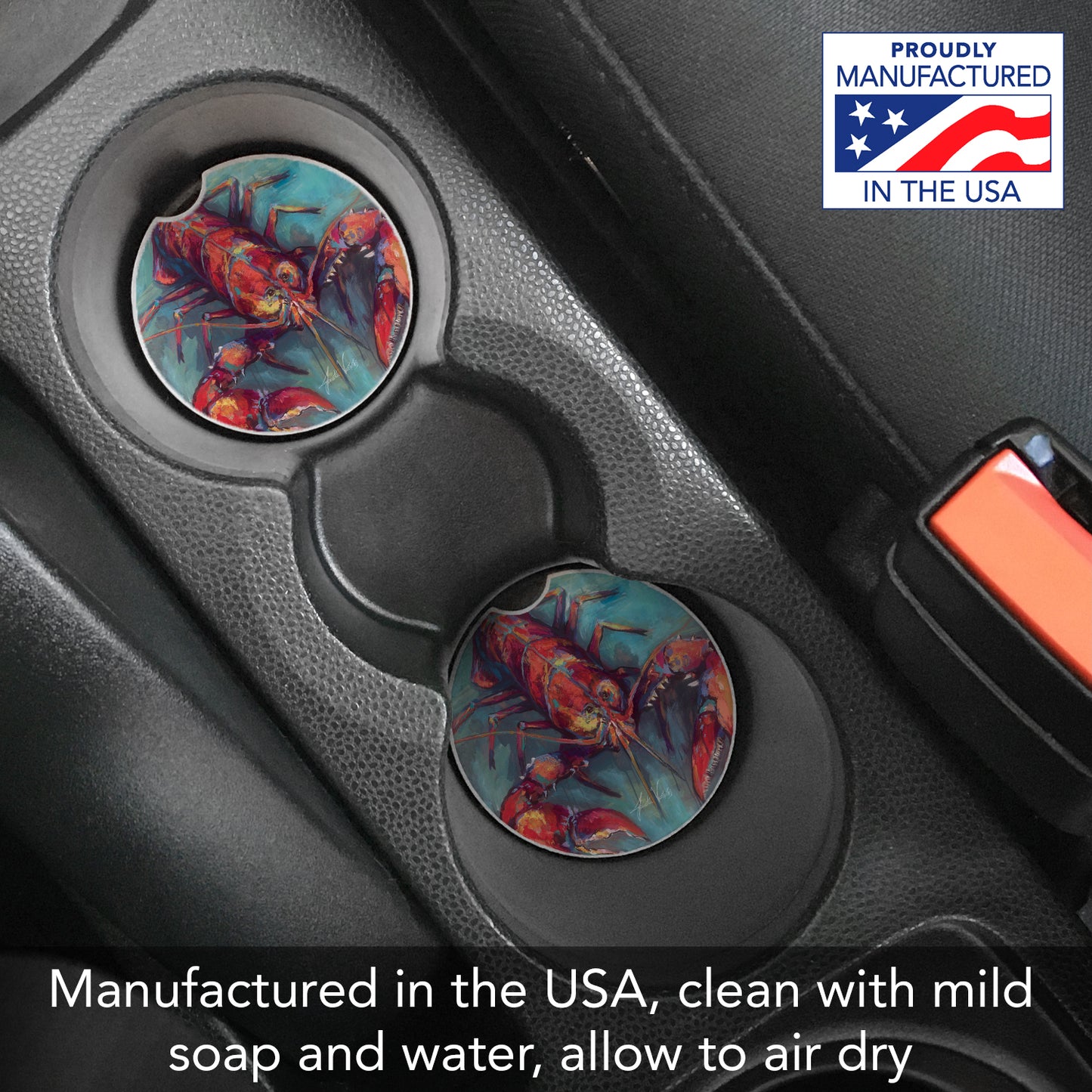 Thirstystone Lobster Claws Single Absorbent Stone Coaster for Vehicle Cup Holder 2.6” Diameter Manufactured in The USA
