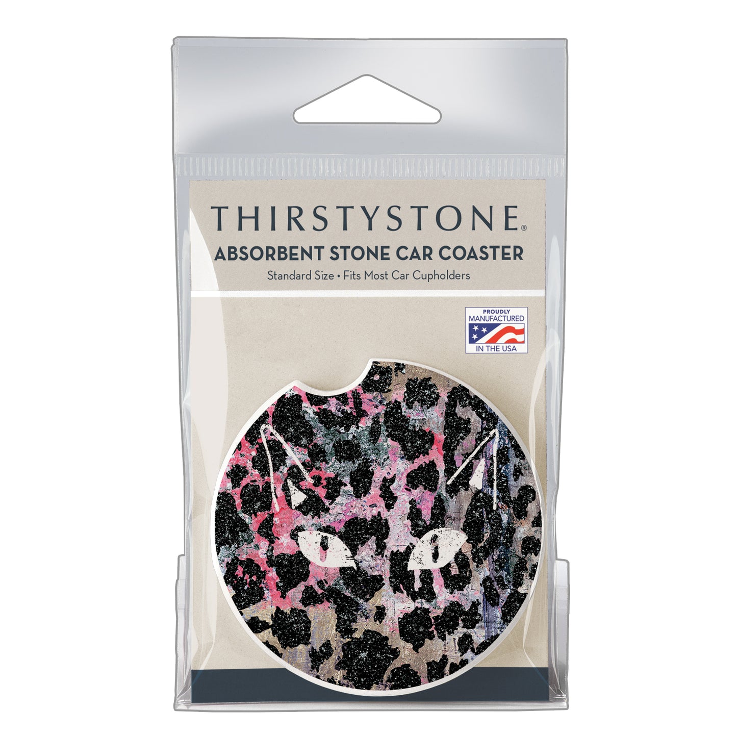 Thirstystone Cat Eyes Single Absorbent Stone Coaster for Vehicle Cup Holder 2.6” Diameter Manufactured in The USA