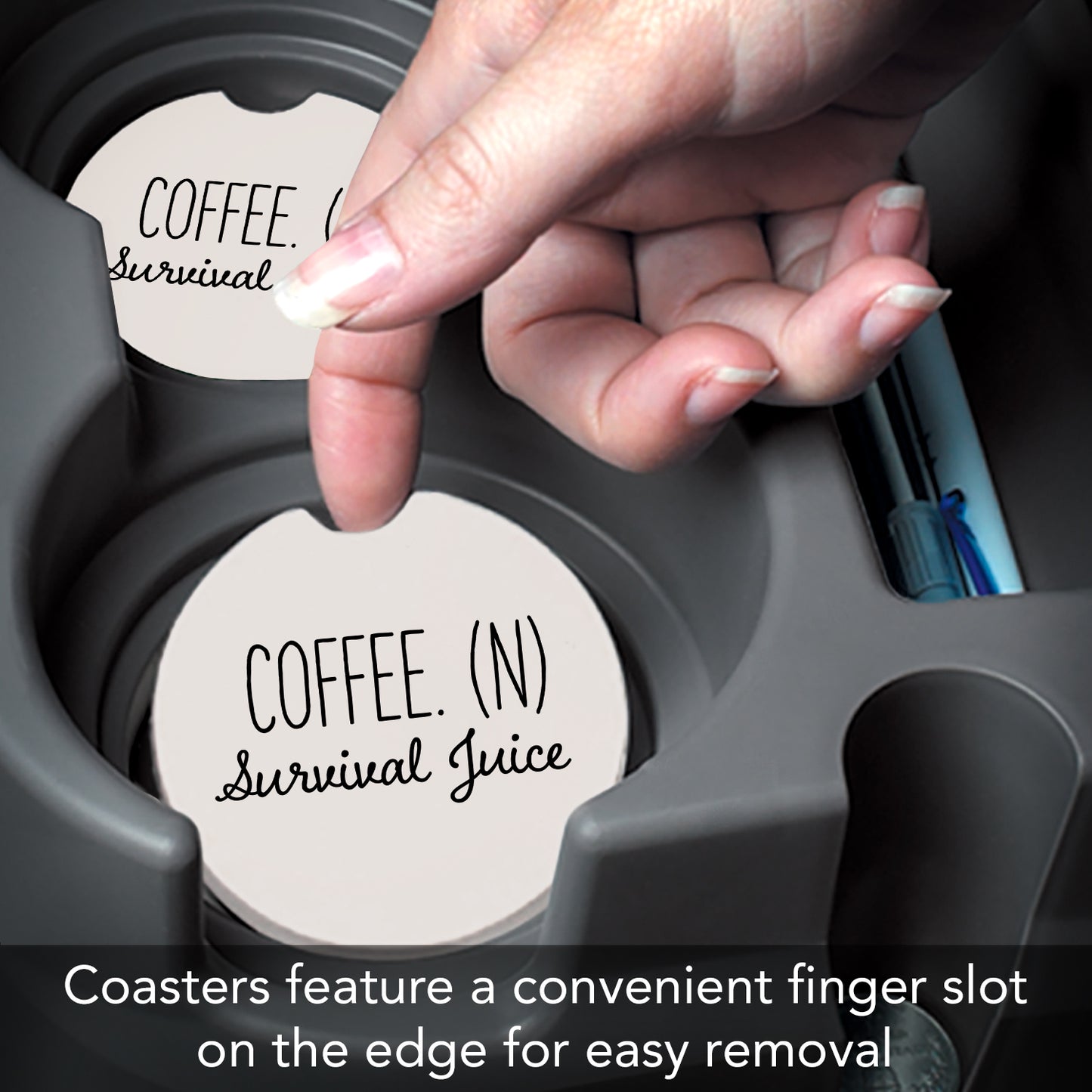 Thirstystone Coffee Survival Juice Single Absorbent Stone Coaster for Vehicle Cup Holder 2.6” Diameter Manufactured in The USA