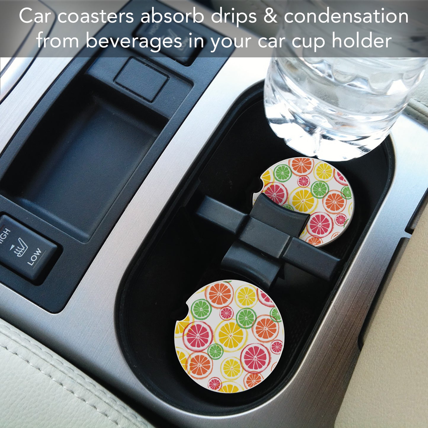 Thirstystone Fruit Slices Single Absorbent Stone Coaster for Vehicle Cup Holder 2.6” Diameter Manufactured in The USA