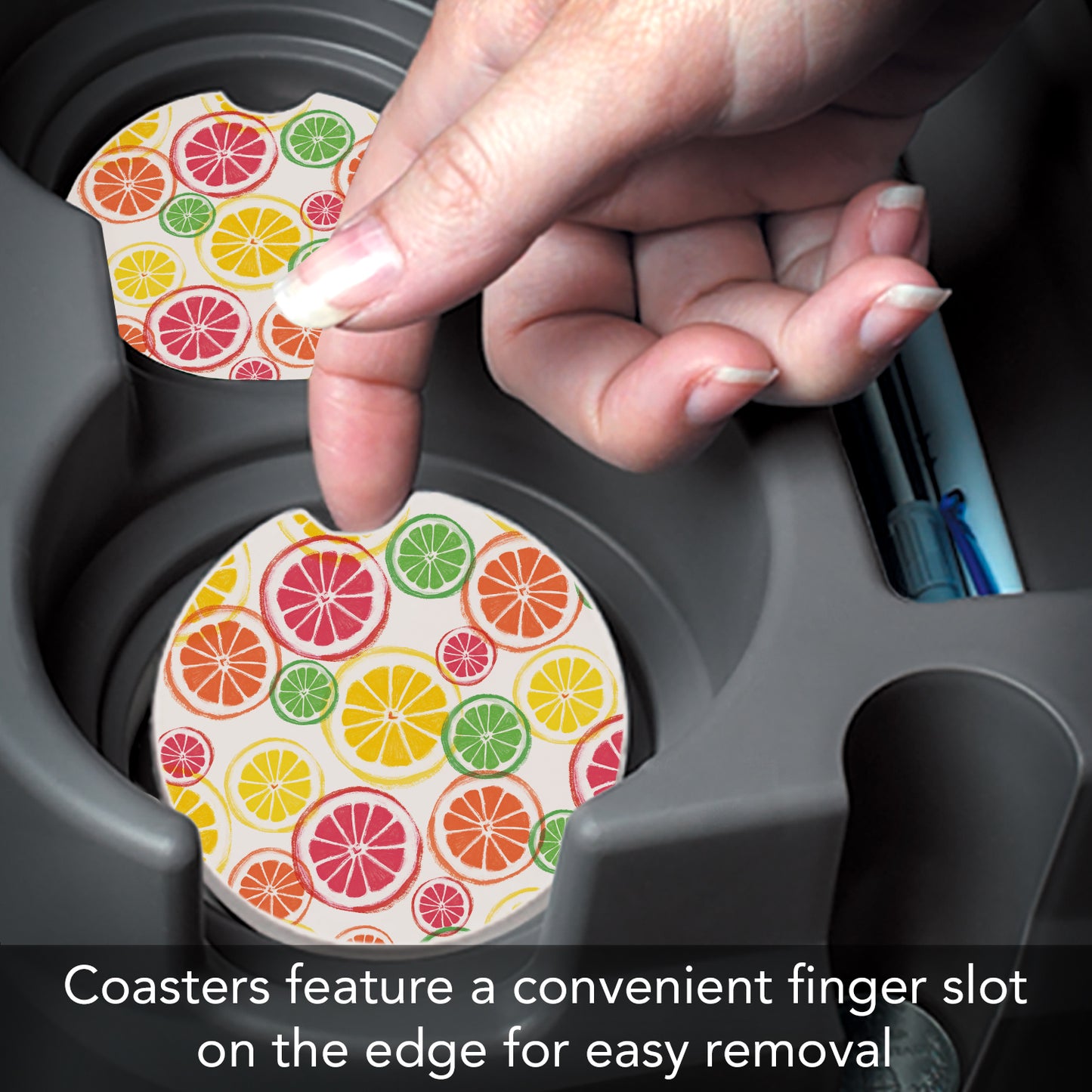 Thirstystone Fruit Slices Single Absorbent Stone Coaster for Vehicle Cup Holder 2.6” Diameter Manufactured in The USA