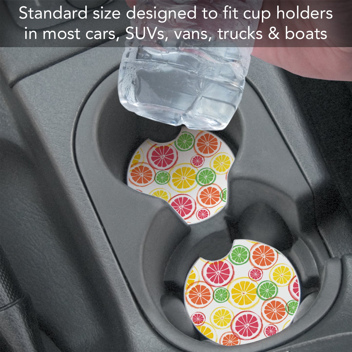 Thirstystone Fruit Slices Single Absorbent Stone Coaster for Vehicle Cup Holder 2.6” Diameter Manufactured in The USA
