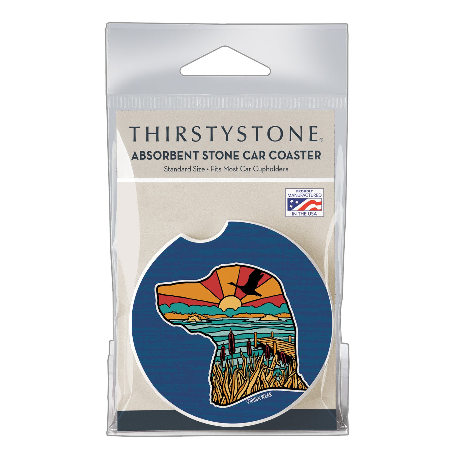 Lab Life Single Absorbent Stone Car Coaster 2.6” Diameter Manufactured in the USA