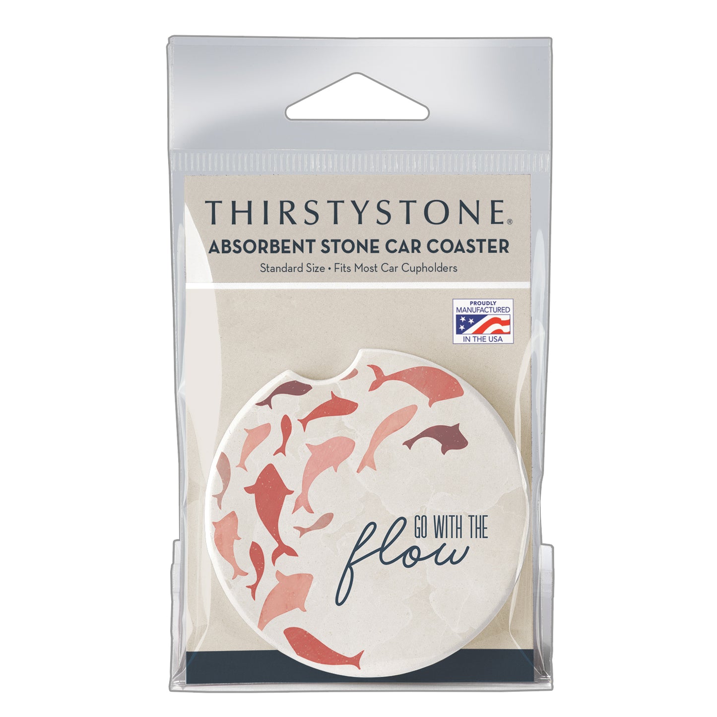Thirstystone Go with The Flow Single Absorbent Stone Car Coaster for Vehicle Cup Holder 2.6” Diameter Manufactured in The USA