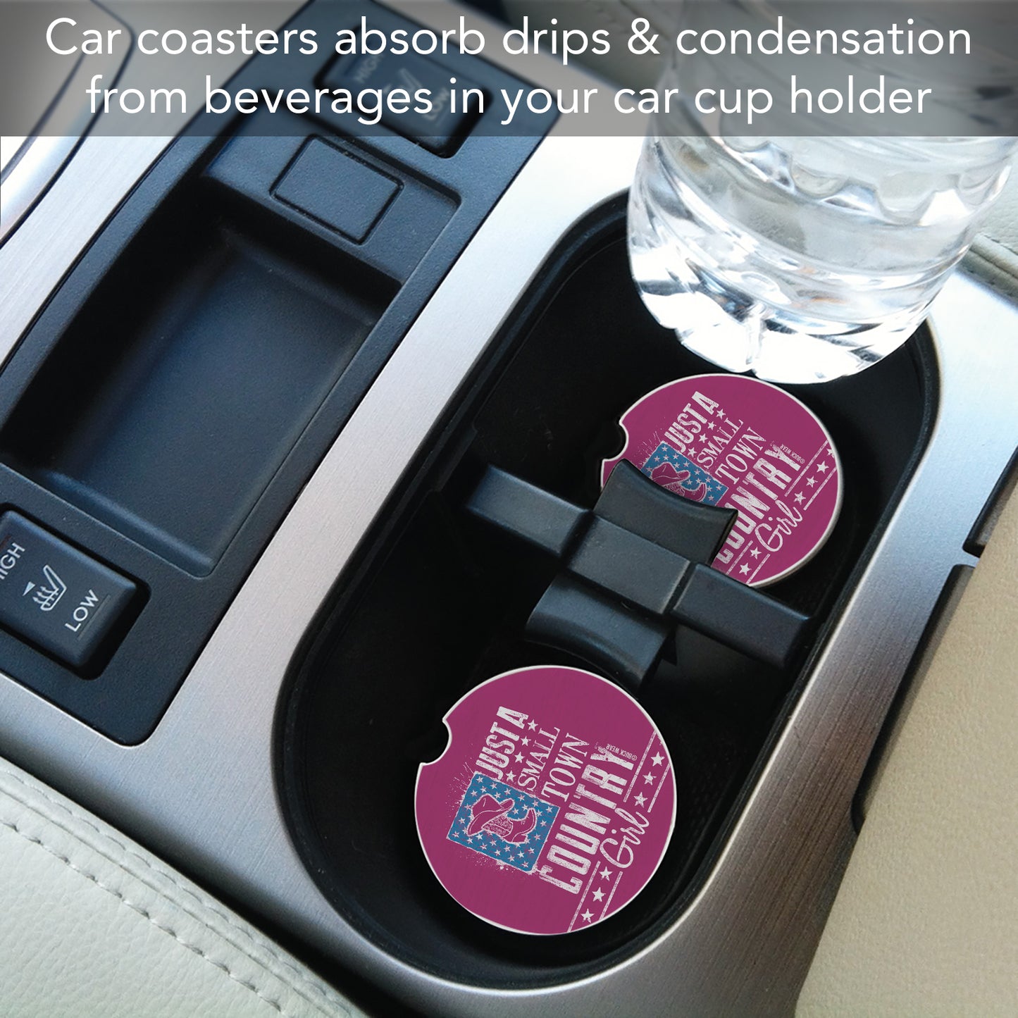 Thirstystone Country Girl Single Absorbent Stone Coaster for Vehicle Cup Holder 2.6” Diameter Manufactured in The USA