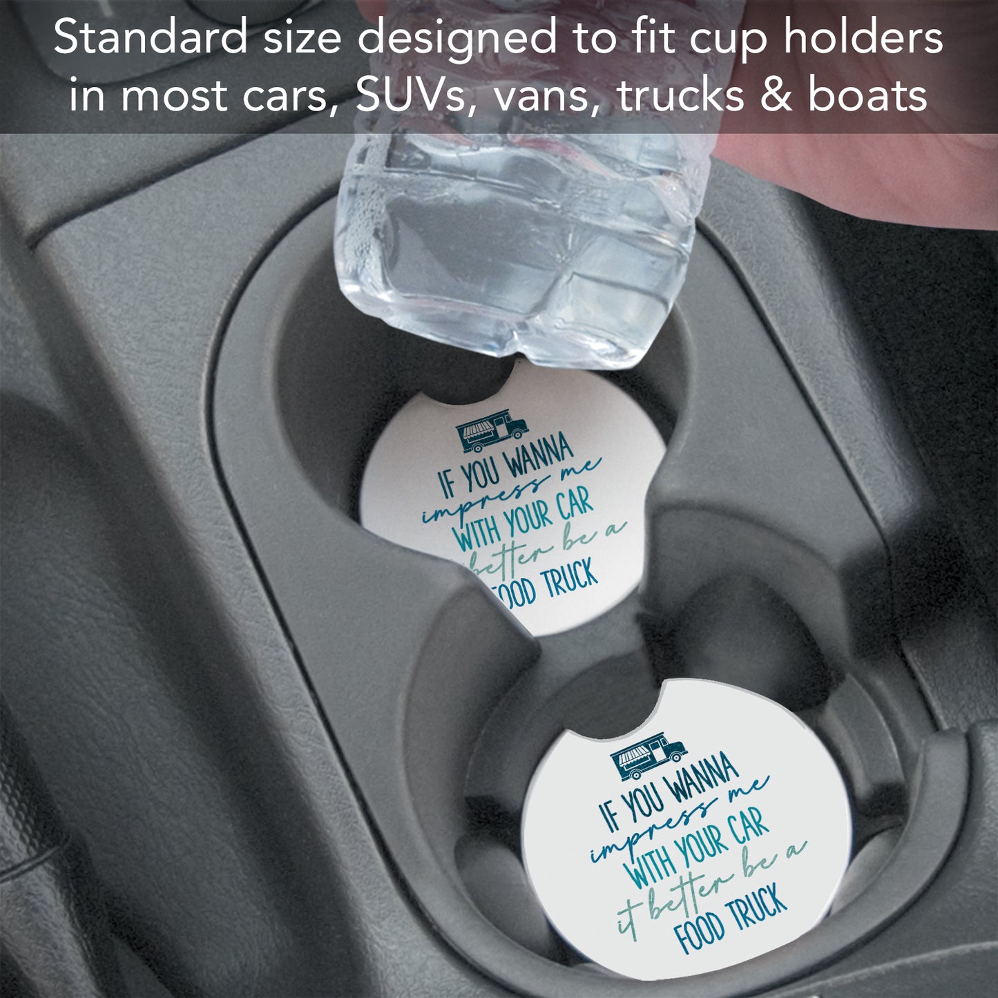 Thirstystone Impress Me Single Absorbent Stone Coaster for Vehicle Cup Holder 2.6” Diameter Manufactured in The USA