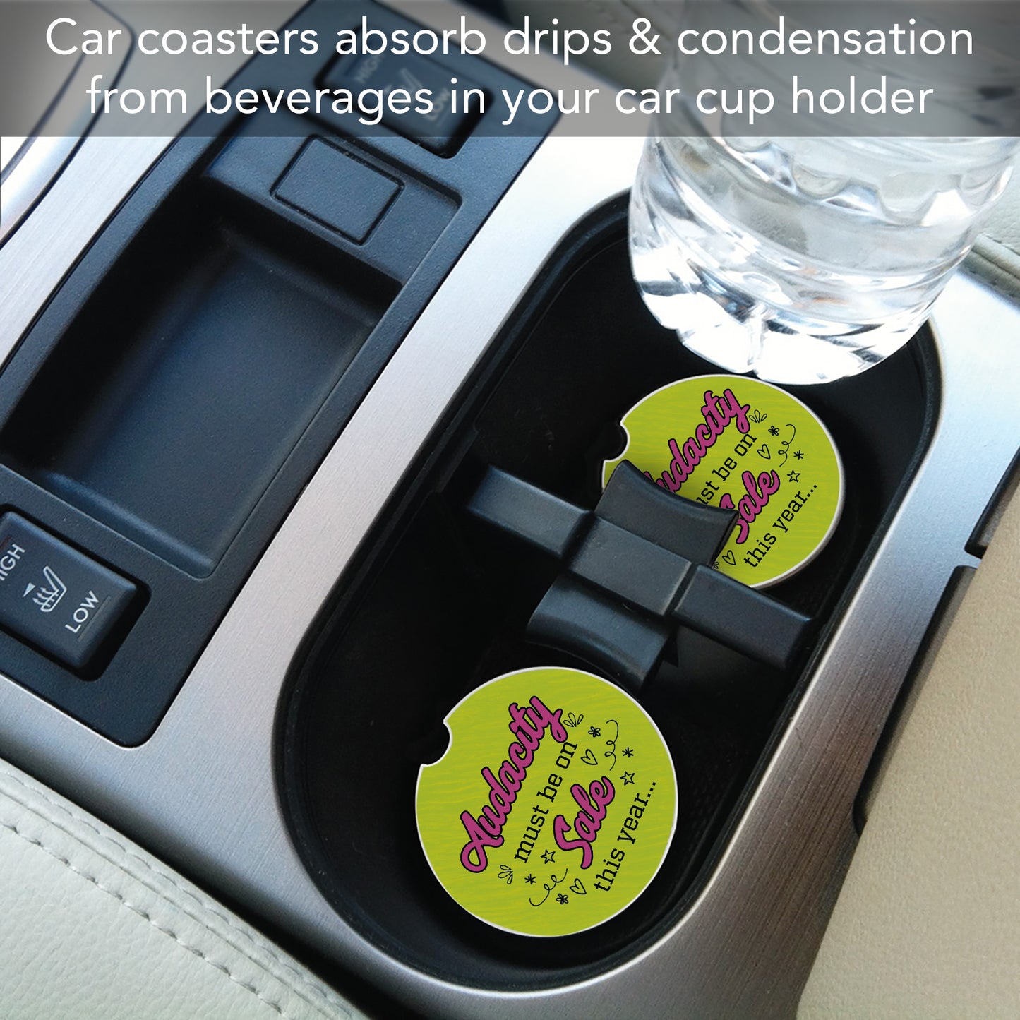 Thirstystone Audacity Single Absorbent Stone Coaster for Vehicle Cup Holder 2.6” Diameter Manufactured in The USA