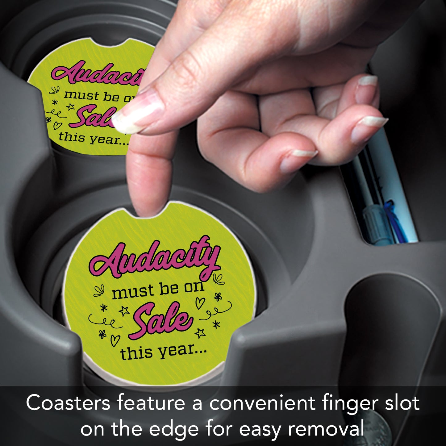 Thirstystone Audacity Single Absorbent Stone Coaster for Vehicle Cup Holder 2.6” Diameter Manufactured in The USA