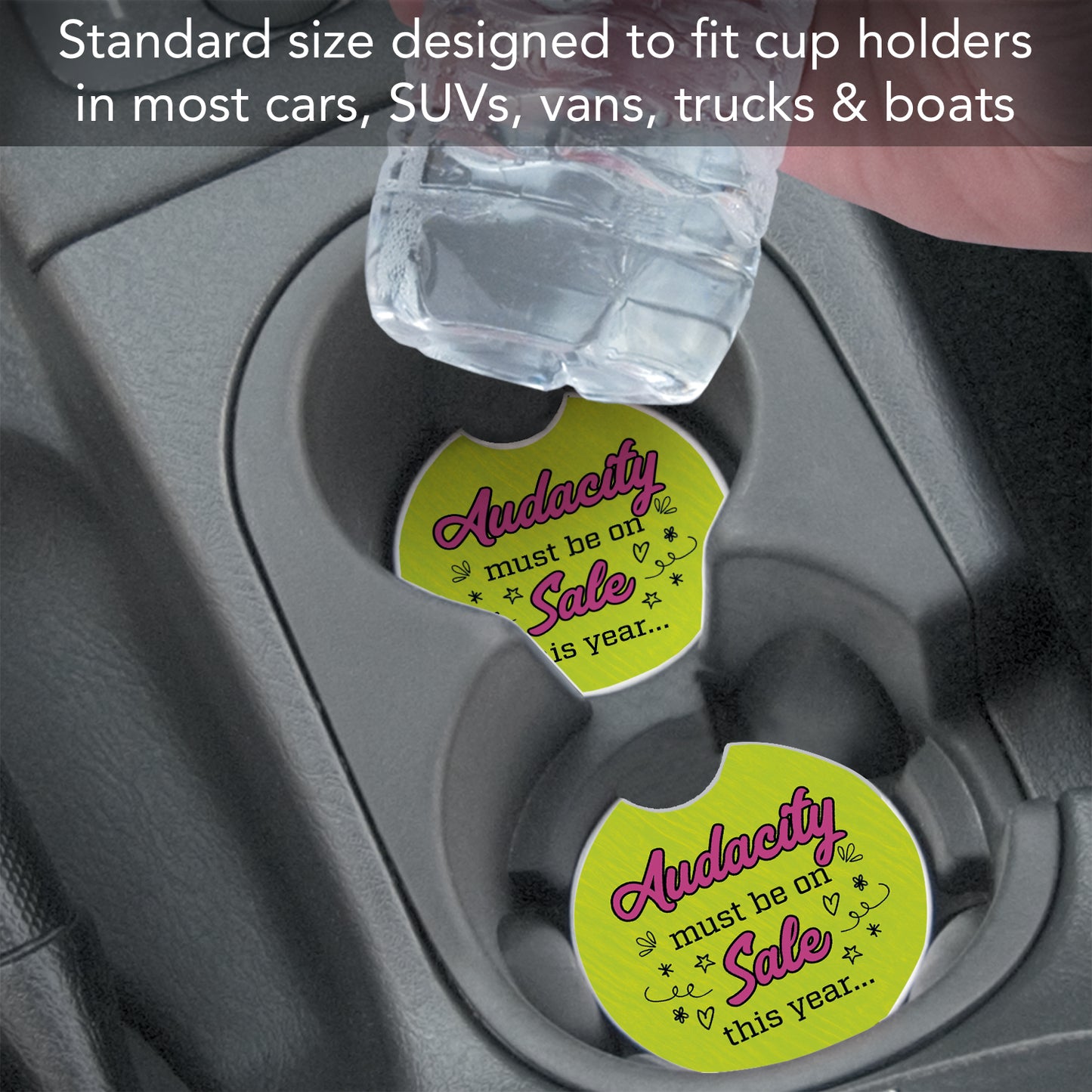 Thirstystone Audacity Single Absorbent Stone Coaster for Vehicle Cup Holder 2.6” Diameter Manufactured in The USA