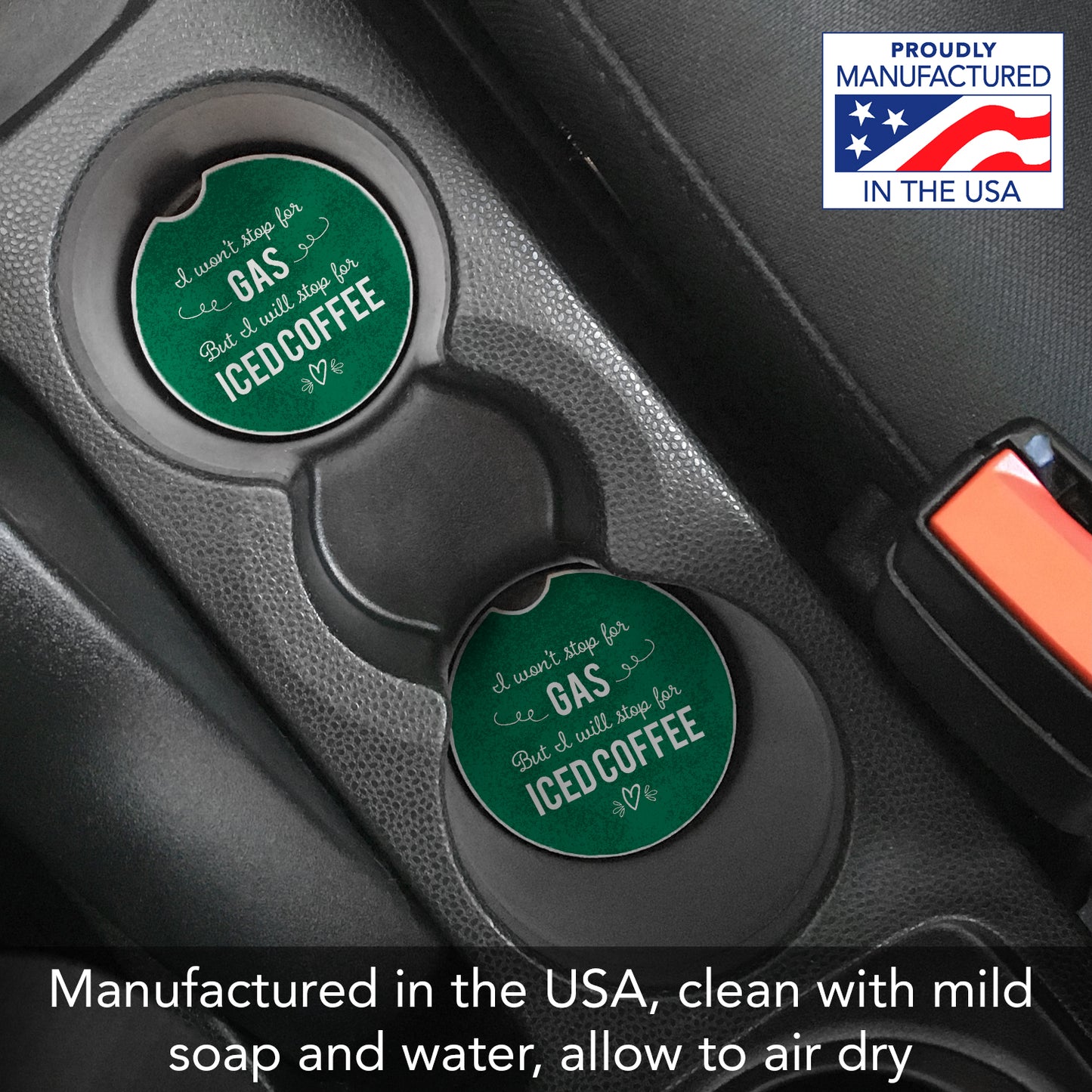Thirstystone Iced Coffee Single Absorbent Stone Coaster for Vehicle Cup Holder 2.6” Diameter Manufactured in The USA