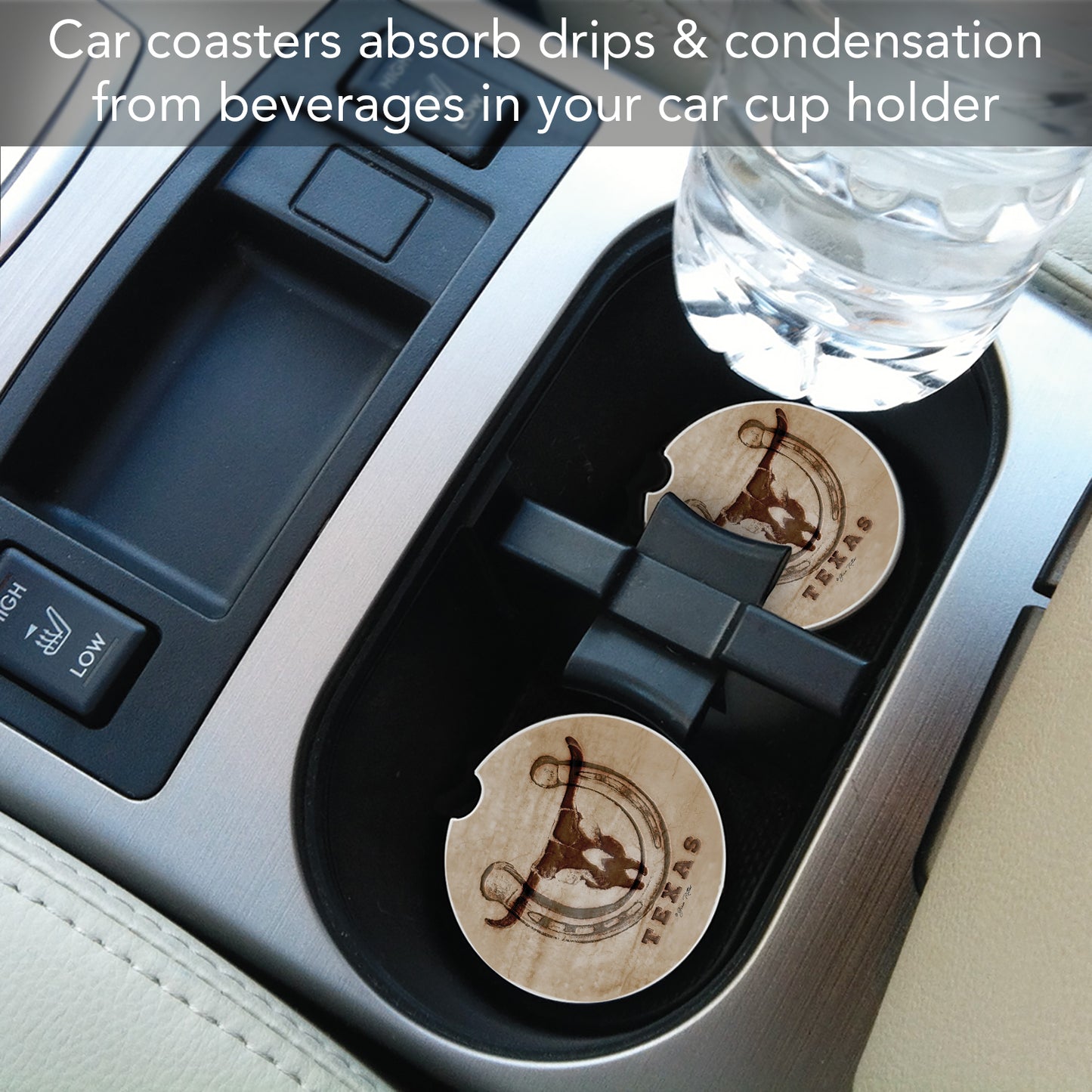 Thirstystone Western Skull Single Absorbent Stone Coaster for Vehicle Cup Holder 2.6” Diameter Manufactured in The USA