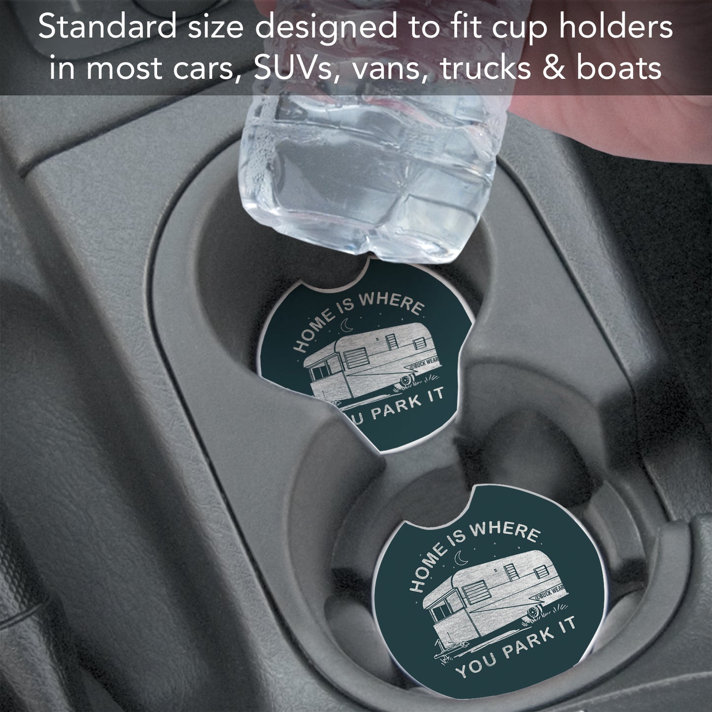 Thirstystone Park It Single Absorbent Stone Coaster for Vehicle Cup Holder 2.6” Diameter Manufactured in The USA