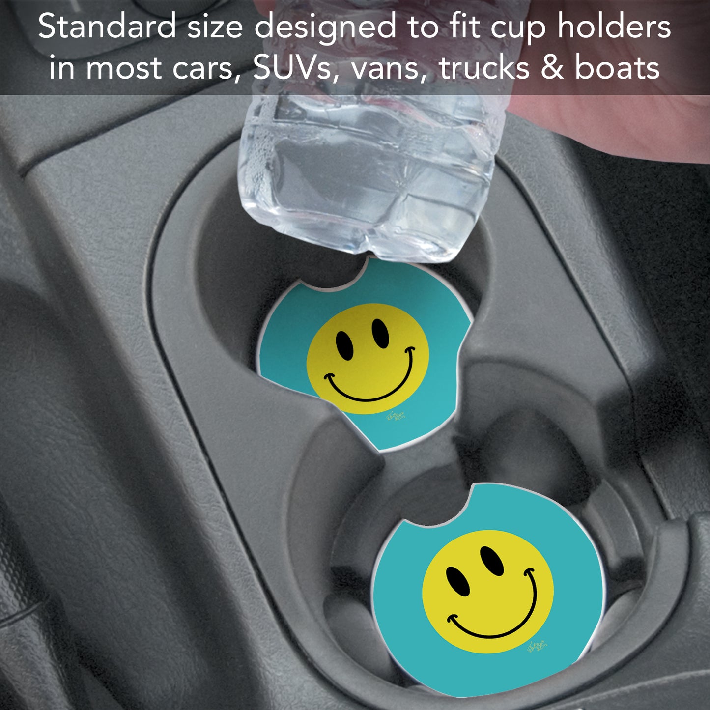 Thirstystone Smile More Single Absorbent Stone Car Coaster 2.6” Diameter Manufactured in the USA