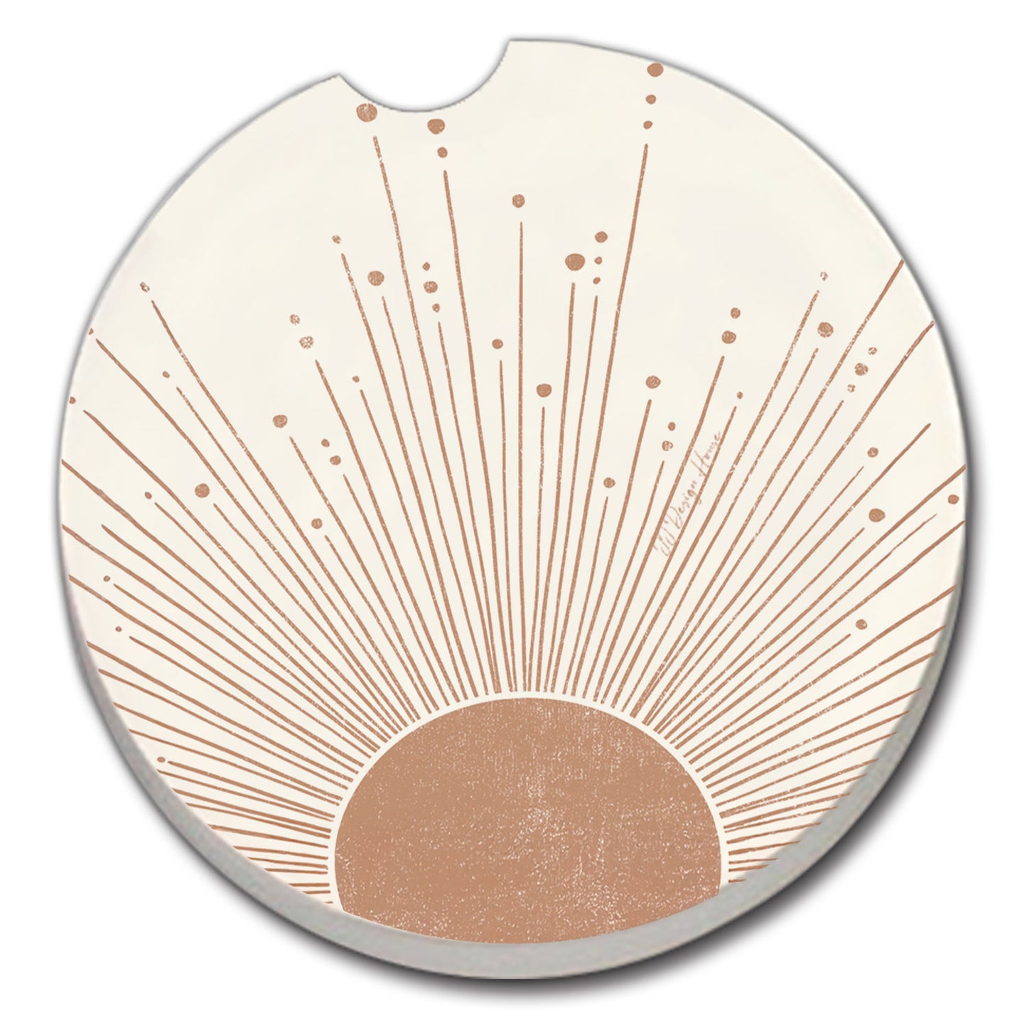 Thirstystone Mocha Sunrise Single Absorbent Stone Coaster for Vehicle Cup Holder 2.6” Diameter Manufactured in The USA
