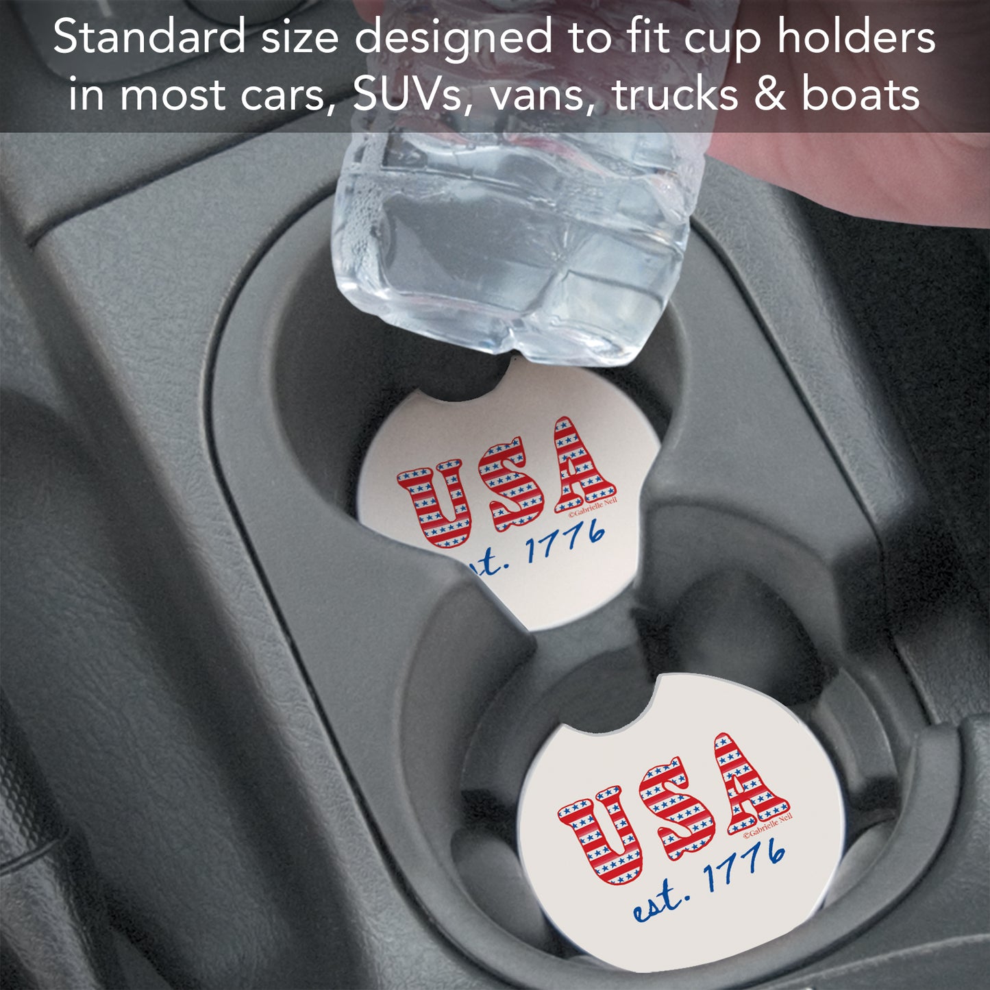 EST. 1776 Single Absorbent Stone Car Coaster 2.6" Manufactured in the USA