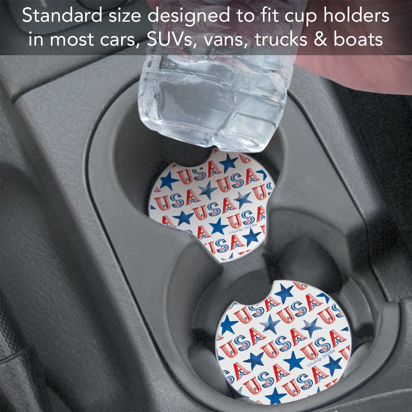 USA Repeat Single Absorbent Stone Car Coaster 2.6" Manufactured in the USA