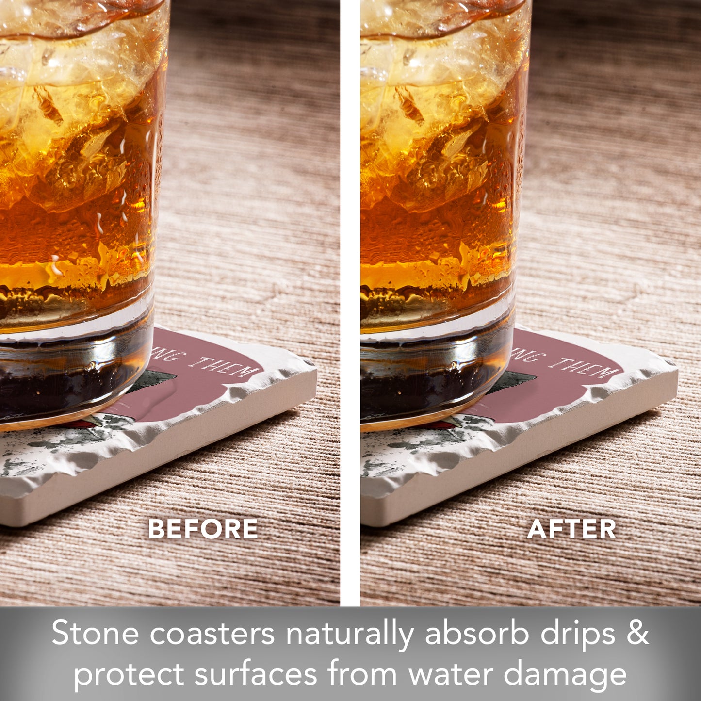 Thirstystone Naughty Dogs 4-Pack Tumbled Tile Stone Coasters 4" Square