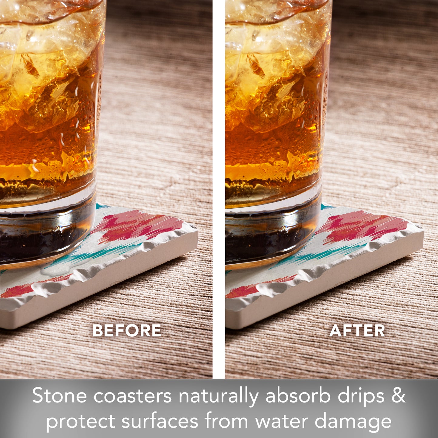 Thirstystone Out West 4-Pack Assorted Tumbled Tile Stone Coasters 4" Square