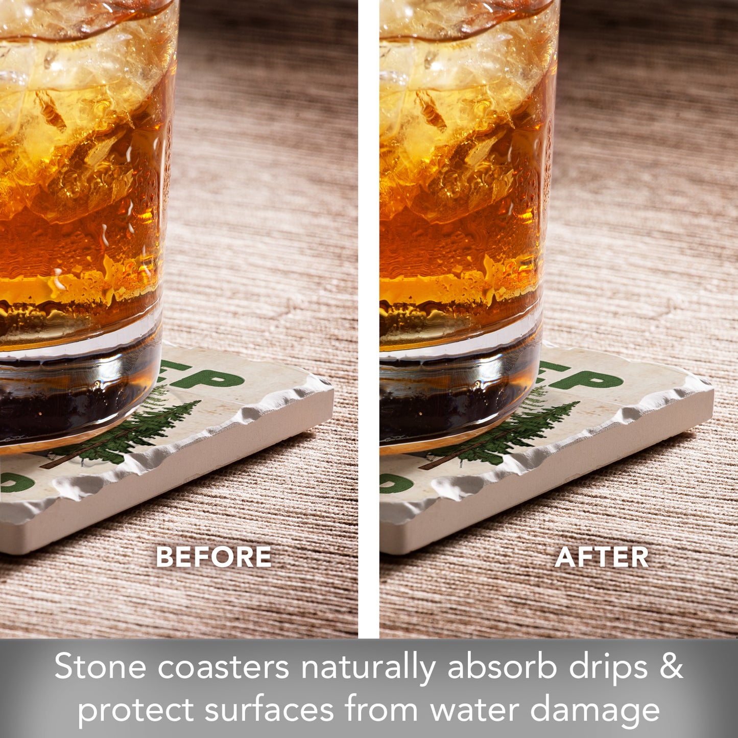 Thirstystone Get Lost 4-Pack Assorted Stone Tumbled Tile Coasters 4" Square
