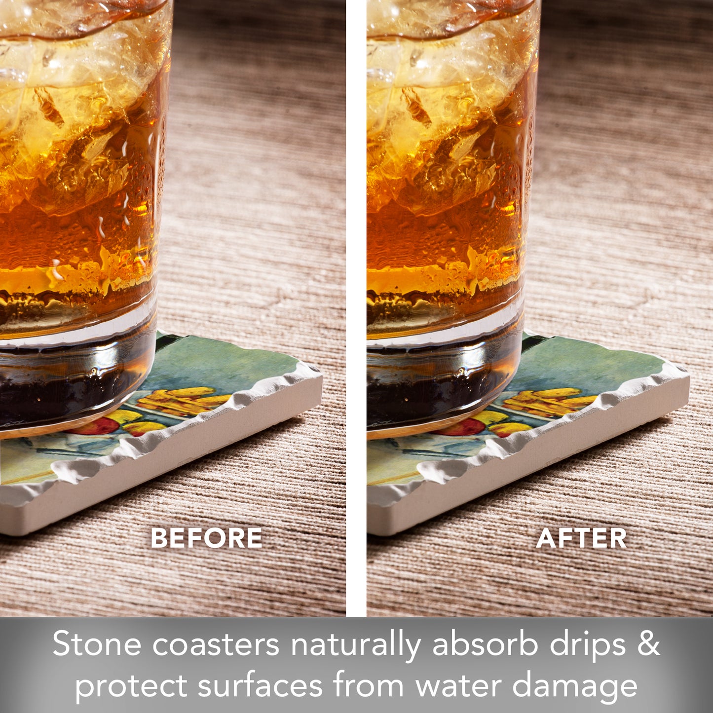 Thirstystone Impressionists 4-Pack Assorted Tumbled Tile Stone Coasters 4" Square