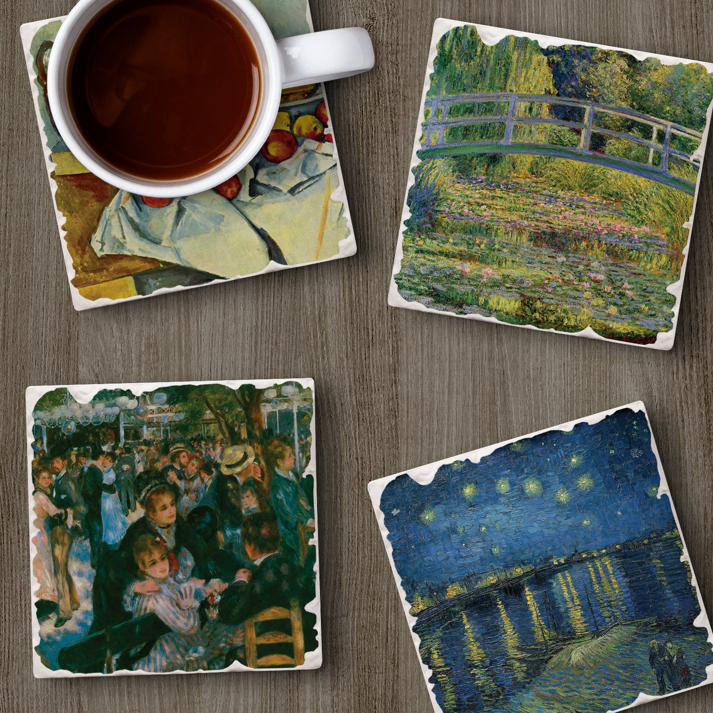 Thirstystone Impressionists 4-Pack Assorted Tumbled Tile Stone Coasters 4" Square