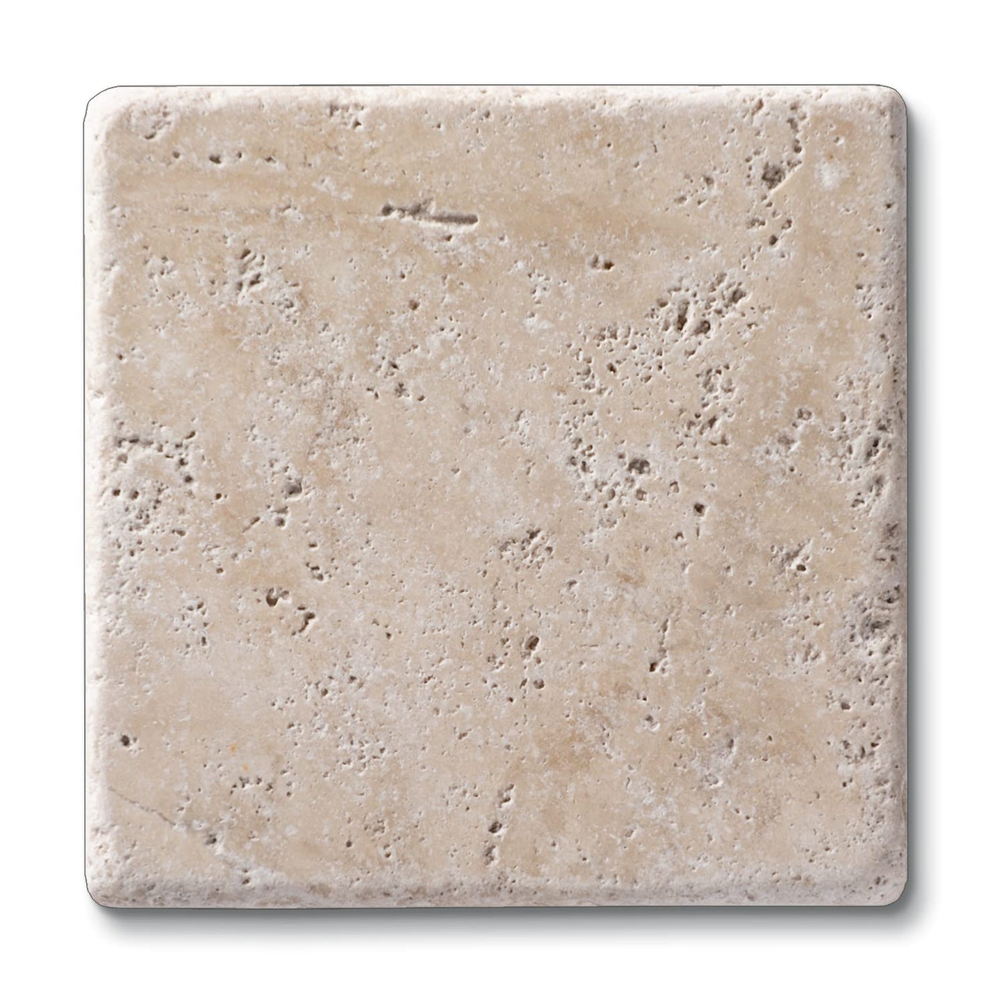 Thirstystone 4 Pack Natural Travertine Absorbent Stone Coasters with Protective Cork Backing