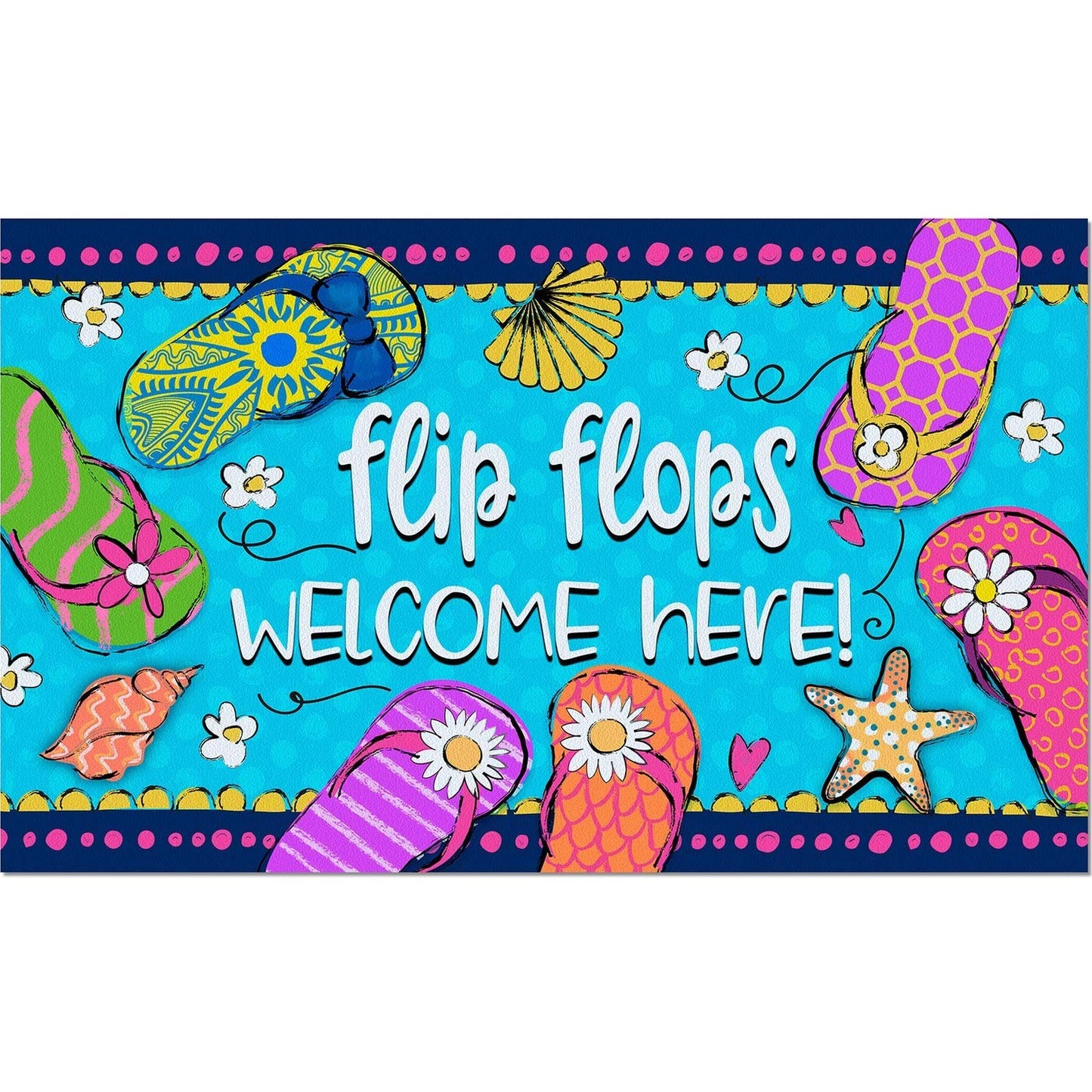 Counterart Flip Flops Welcome Indoor/Outdoor Entryway Floor Mat Manufactured in The USA 29.5" by 17.75"