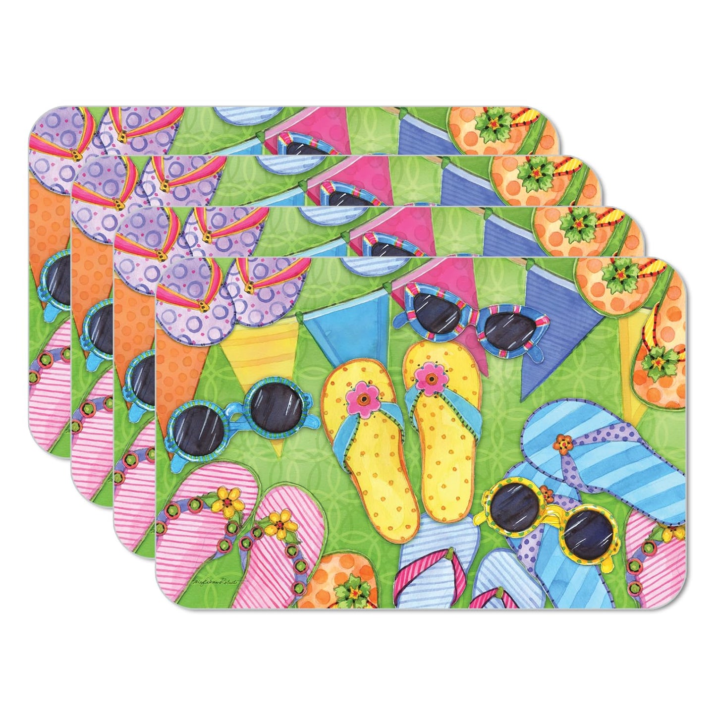 CounterArt Flip Flopping 4 Pack Reversible Easy Care Flexible Placemats Made in the USA