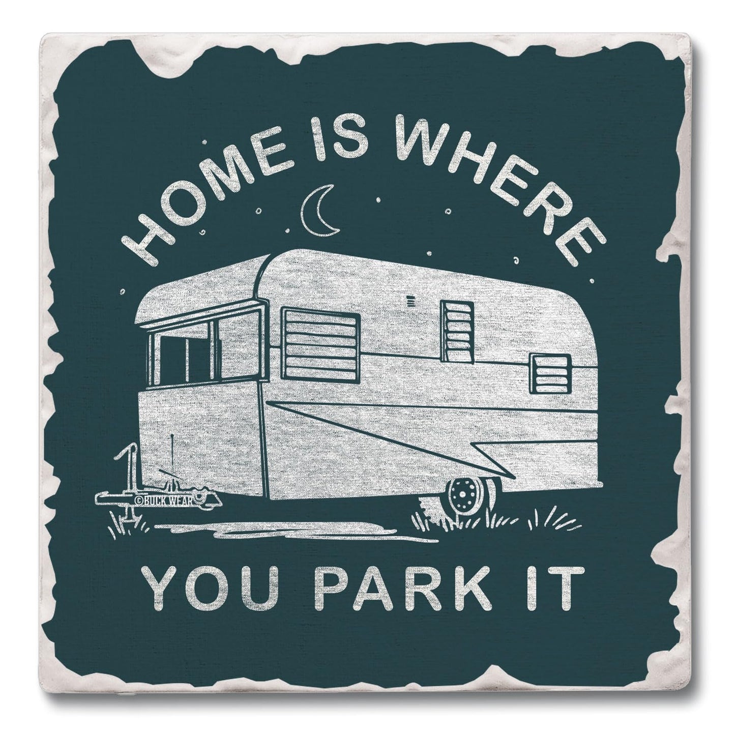 Thirstystone Park The RV Single Tumbled Tile Stone Coaster with Protective Cork Backing Manufactured in The USA 4" Square