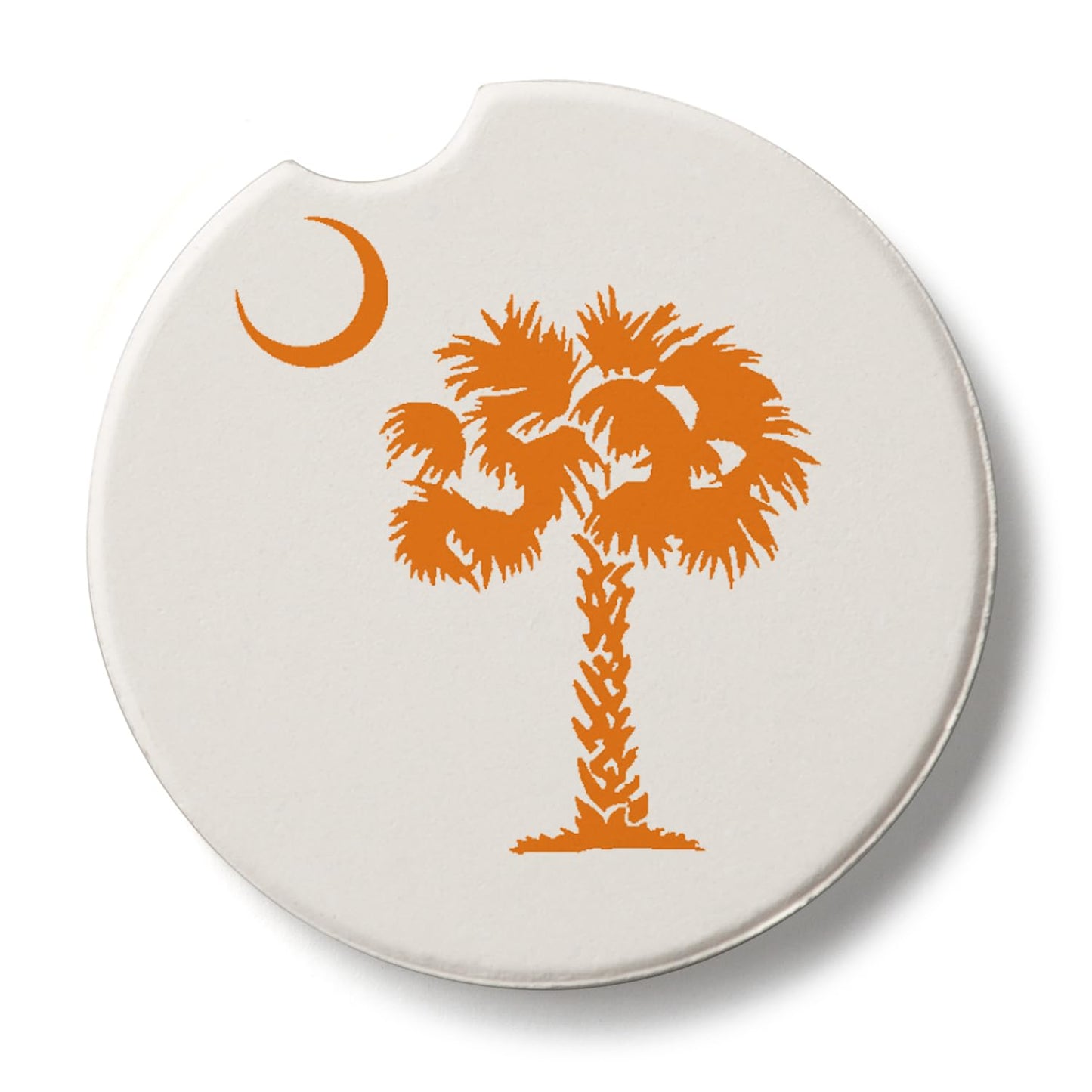 CounterArt Palmetto Orange Single Absorbnent Stone Coaster for Vehicle Cup Holder 2.6” Diameter Manufactured in The USA