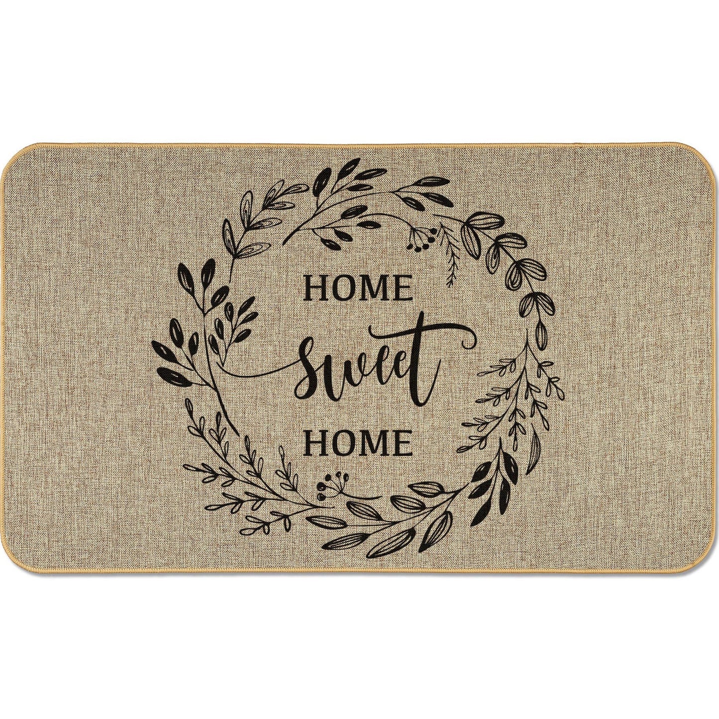 Counterart Home Sweet Home Decorative Indoor/Outdoor Natural Linen Look Floor Mat with Recycled Rubber Back Manufactured in The USA 29.5” x 17.75”