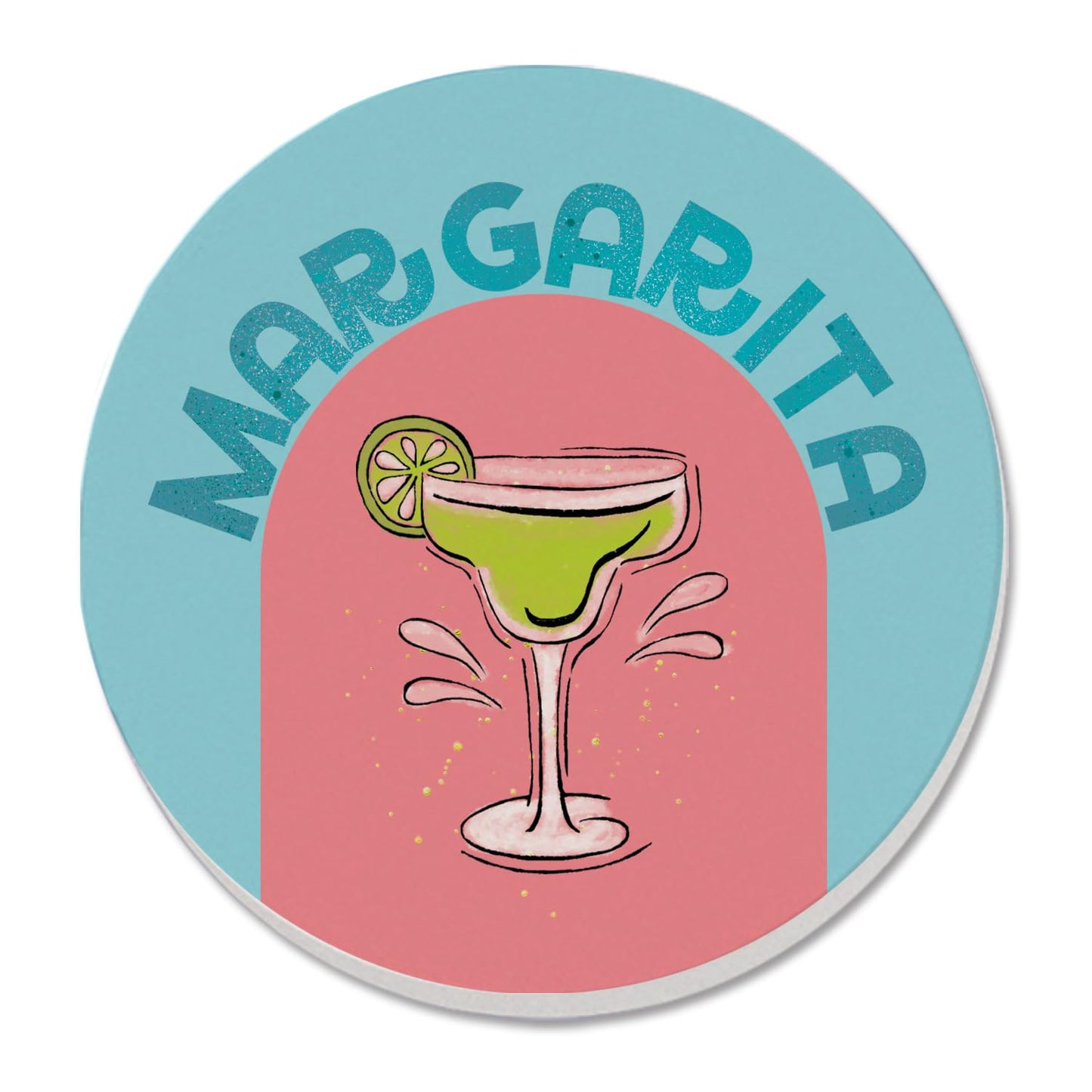 Thirstystone Margarita Single Round Absorbent Stone Coaster with Protective Cork Backing Manufactured in The USA 4" Diameter