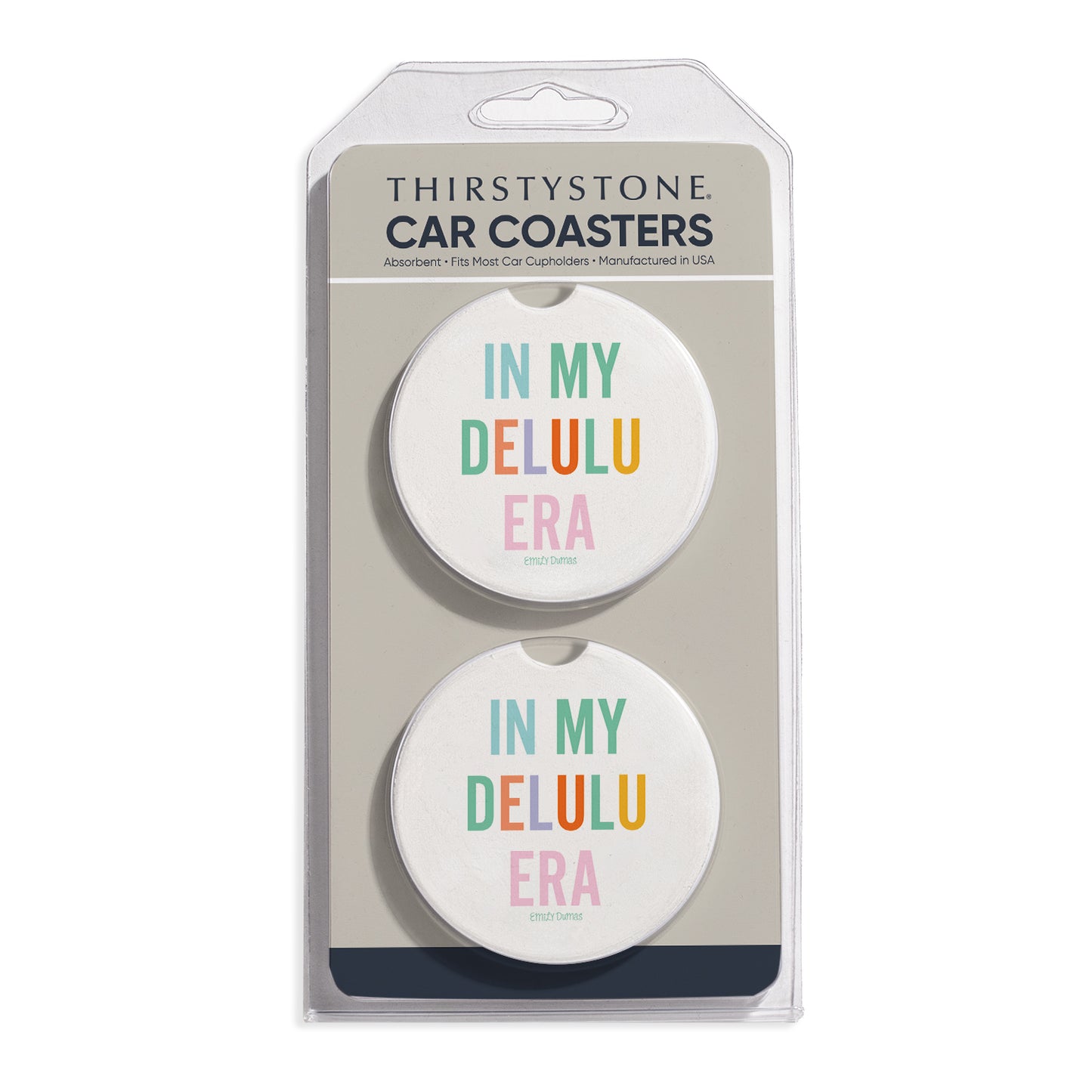 Delulu Era 2 Pack Absorbent Stone Car Coasters 2.6" Manufactured in the USA