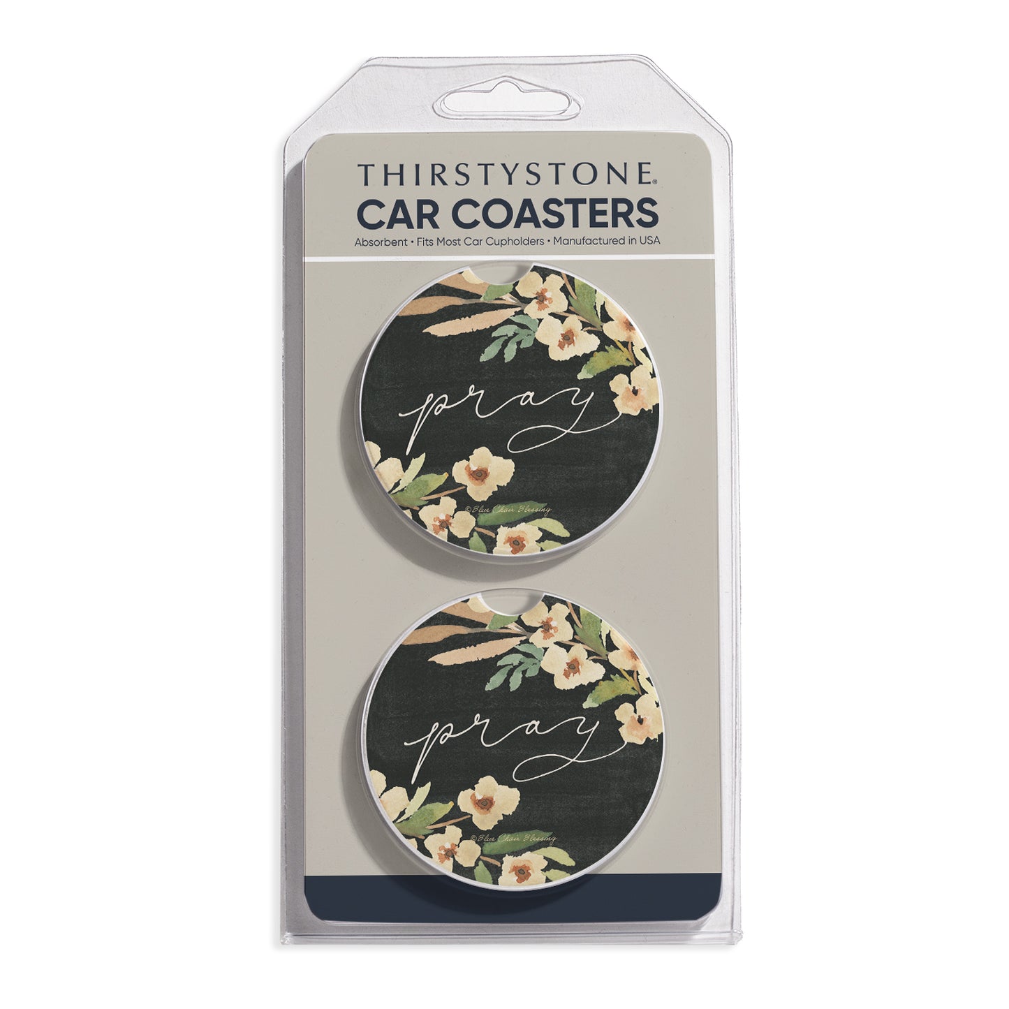 Pray 2 Pack Absorbent Stone Car Coasters 2.6" Manufactured in the USA