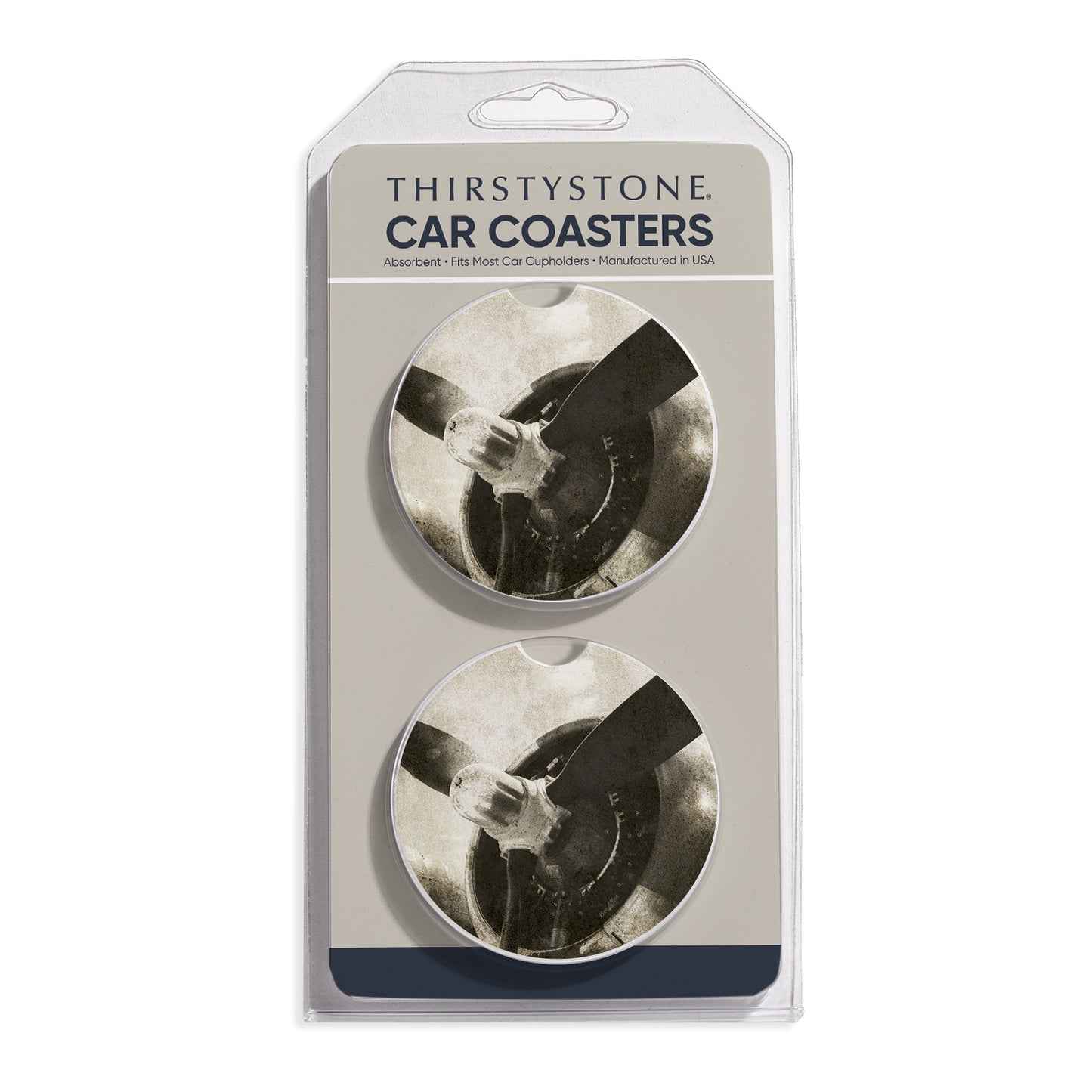 Propeller 2 Pack Absorbent Stone Car Coasters 2.6" Manufactured in the USA